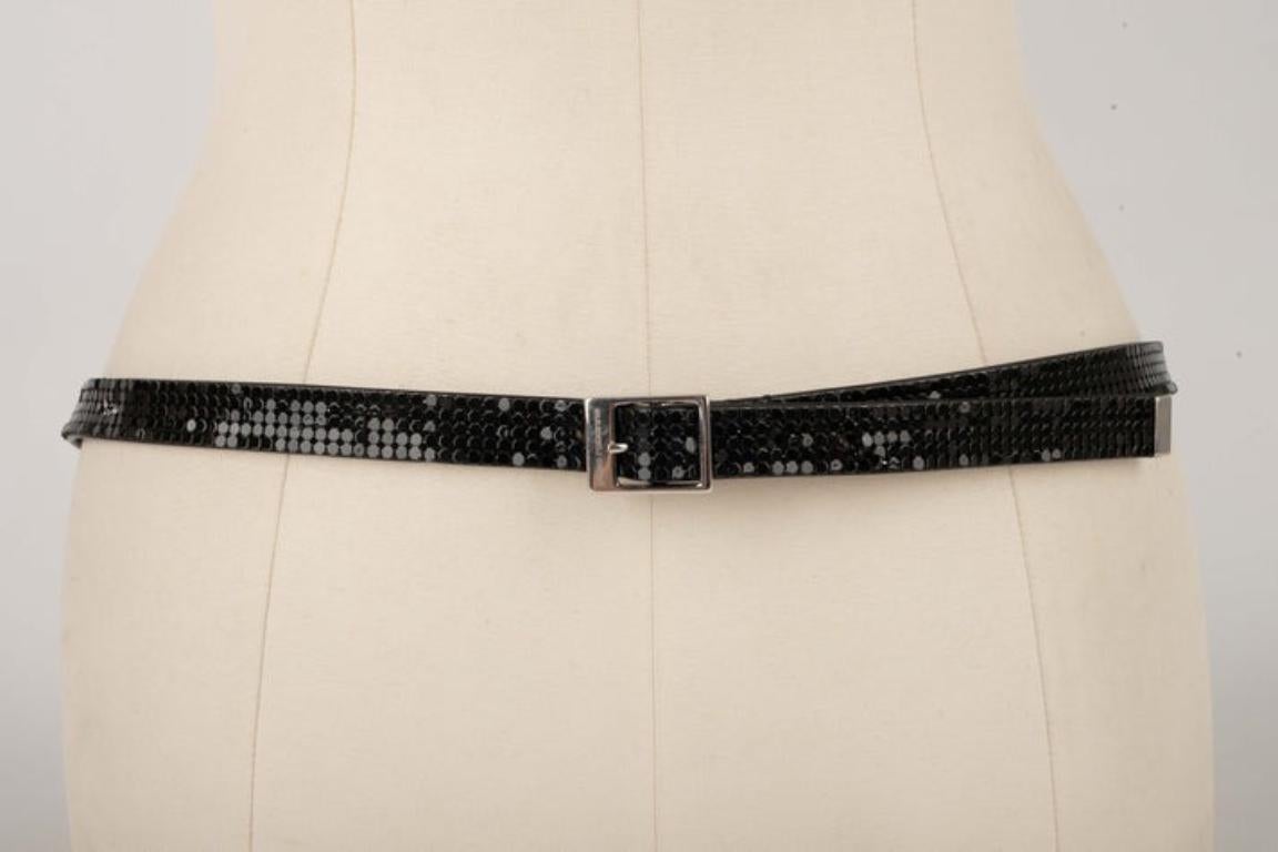 Paco Rabanne Black Leather Belt In Good Condition For Sale In SAINT-OUEN-SUR-SEINE, FR