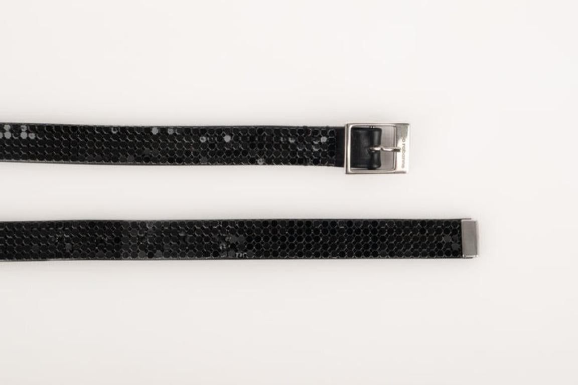 Paco Rabanne Black Leather Belt For Sale 1