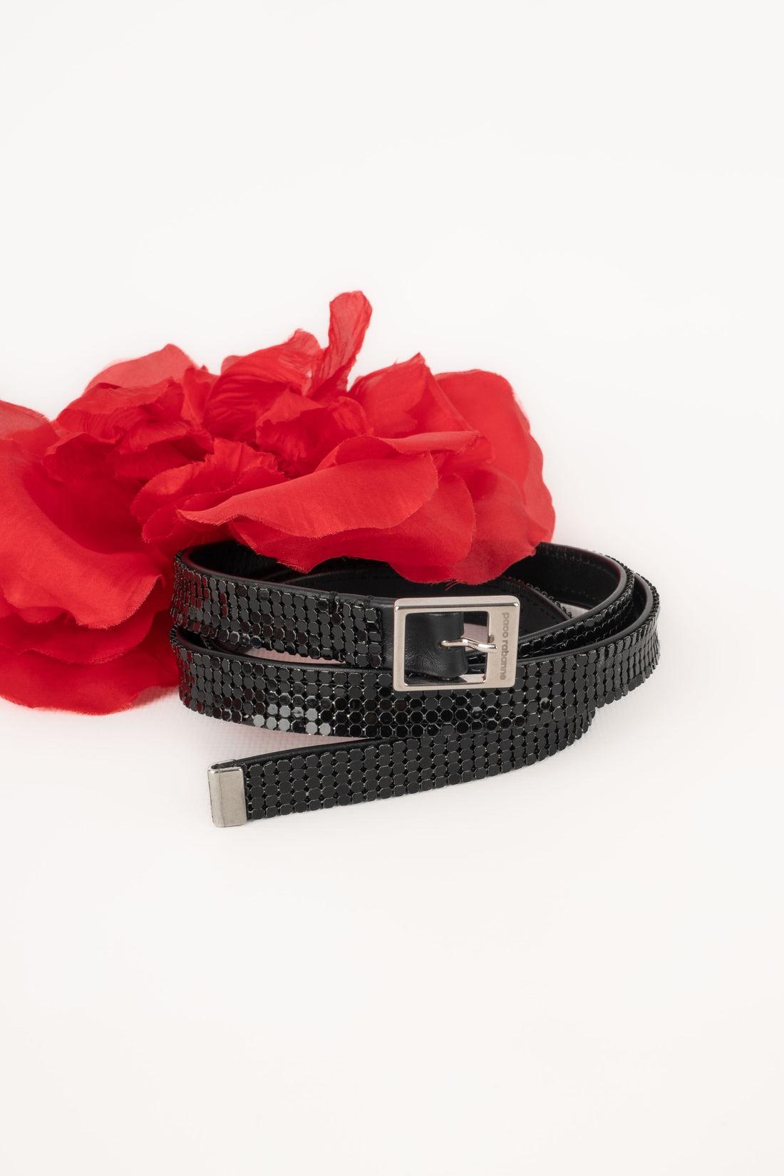 Paco Rabanne Black Leather Belt For Sale 5