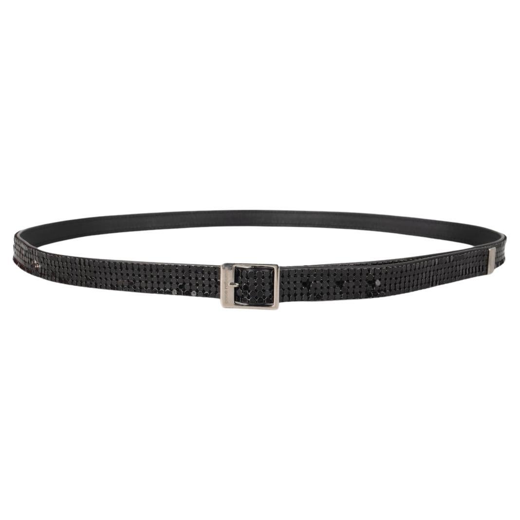 Paco Rabanne Black Leather Belt For Sale