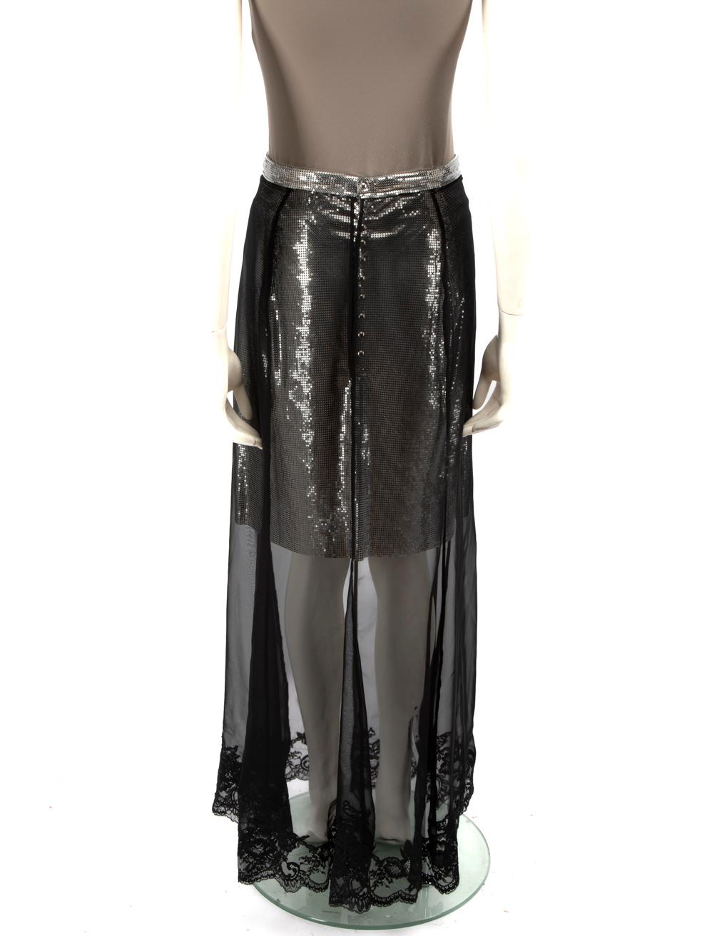 Paco Rabanne Black Metallic Jupe Maxi Skirt Size S In Good Condition In London, GB