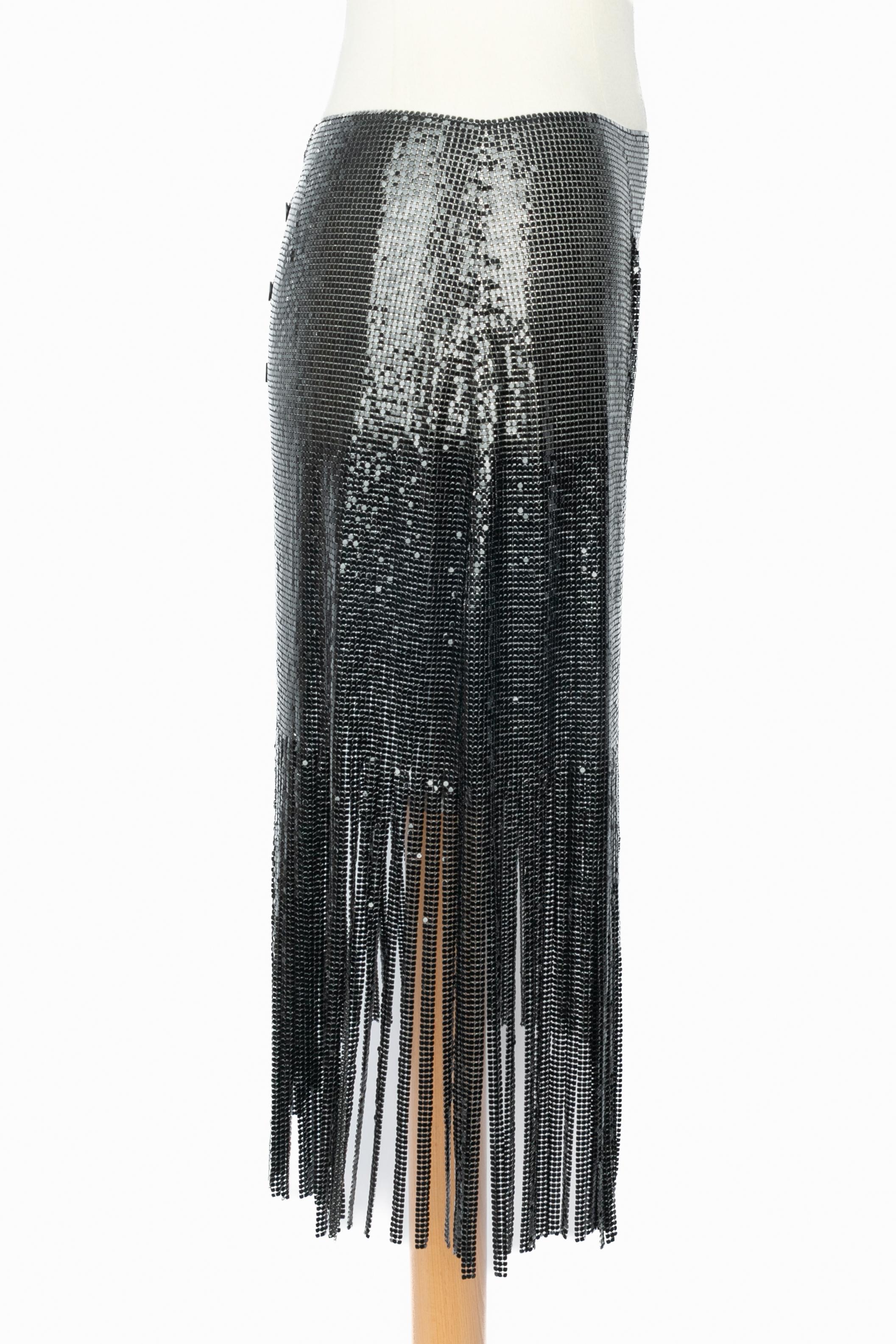 Nero Gonna nera metallizzata Paco Rabanne in vendita