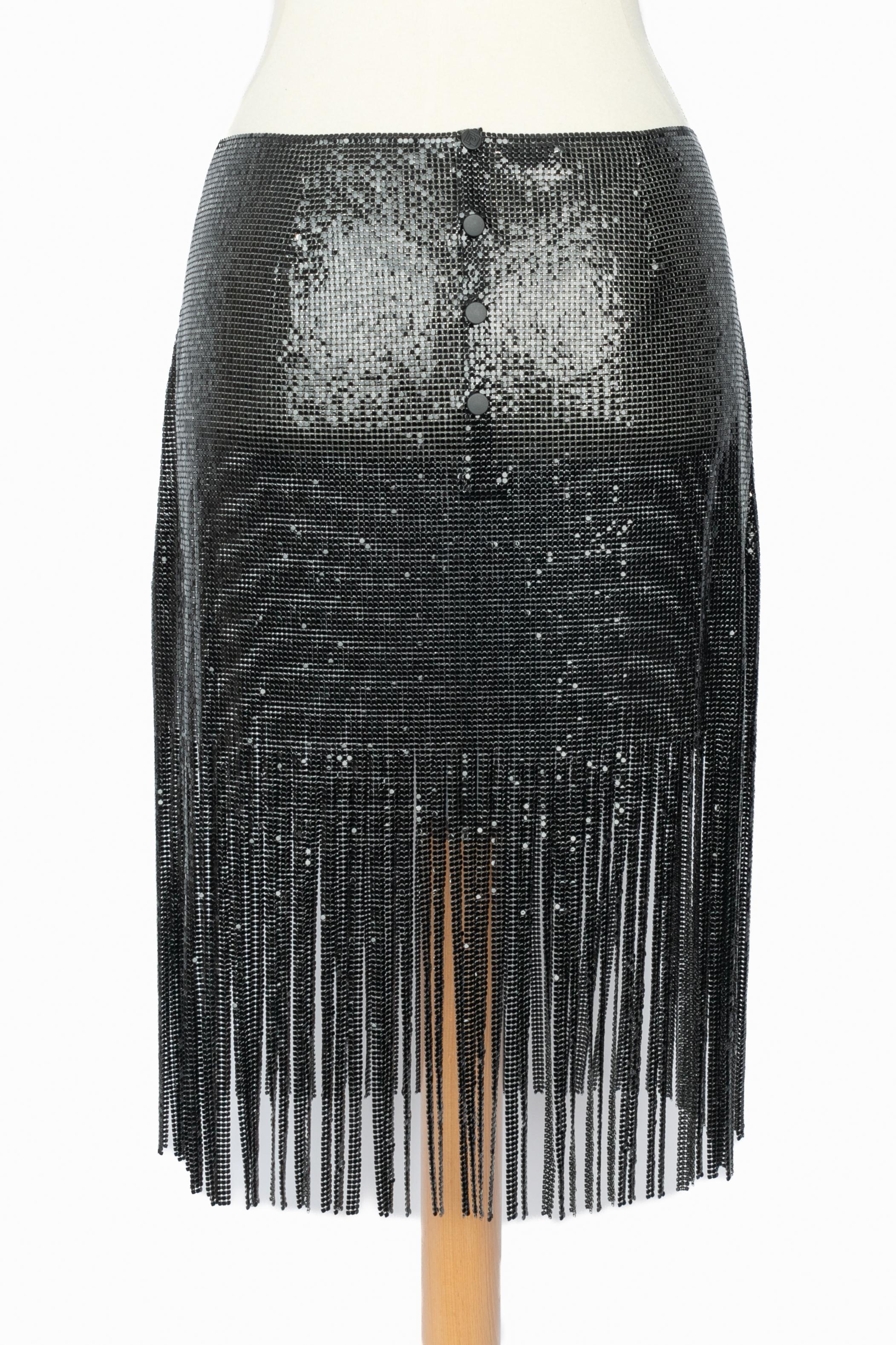 Gonna nera metallizzata Paco Rabanne In condizioni ottime in vendita a SAINT-OUEN-SUR-SEINE, FR