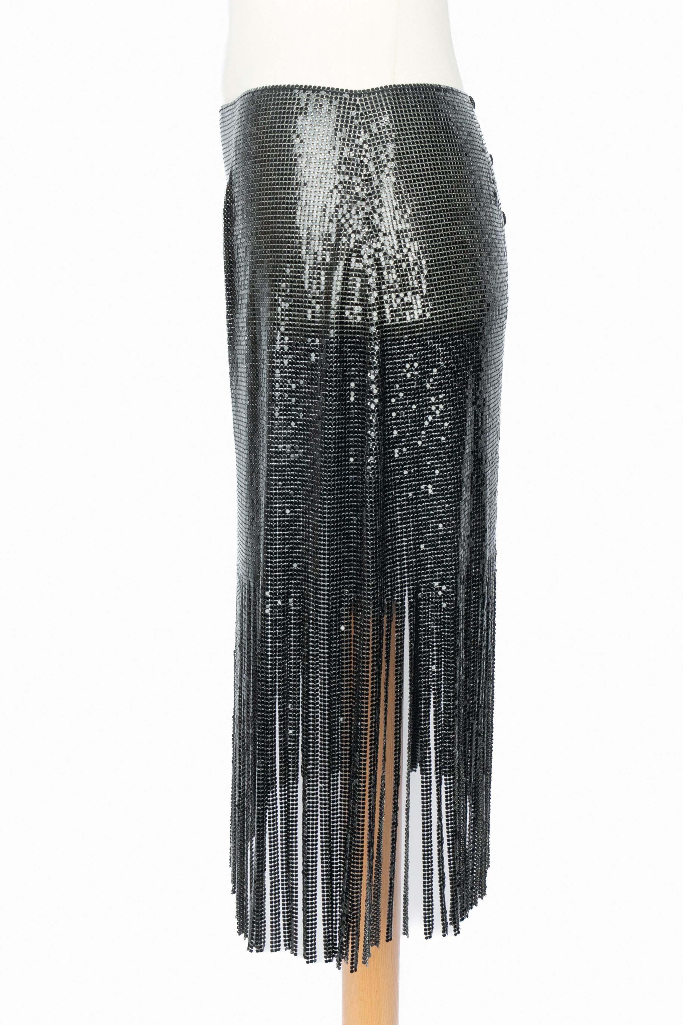 Gonna nera metallizzata Paco Rabanne in vendita 2