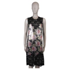 PACO RABANNE noir rose 2019 ROSE & LACE CHAINMAIL MIDI Dress 38 S