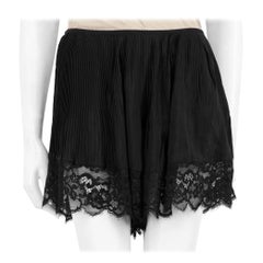 Paco Rabanne Black Pleated Lace Trim Shorts Size M