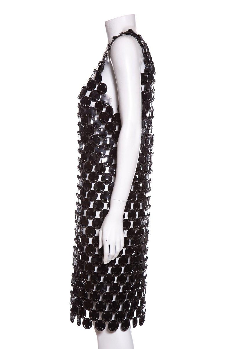 PACO RABANNE  Black Rhodoid Dress SZ 10 In Excellent Condition For Sale In Scottsdale, AZ