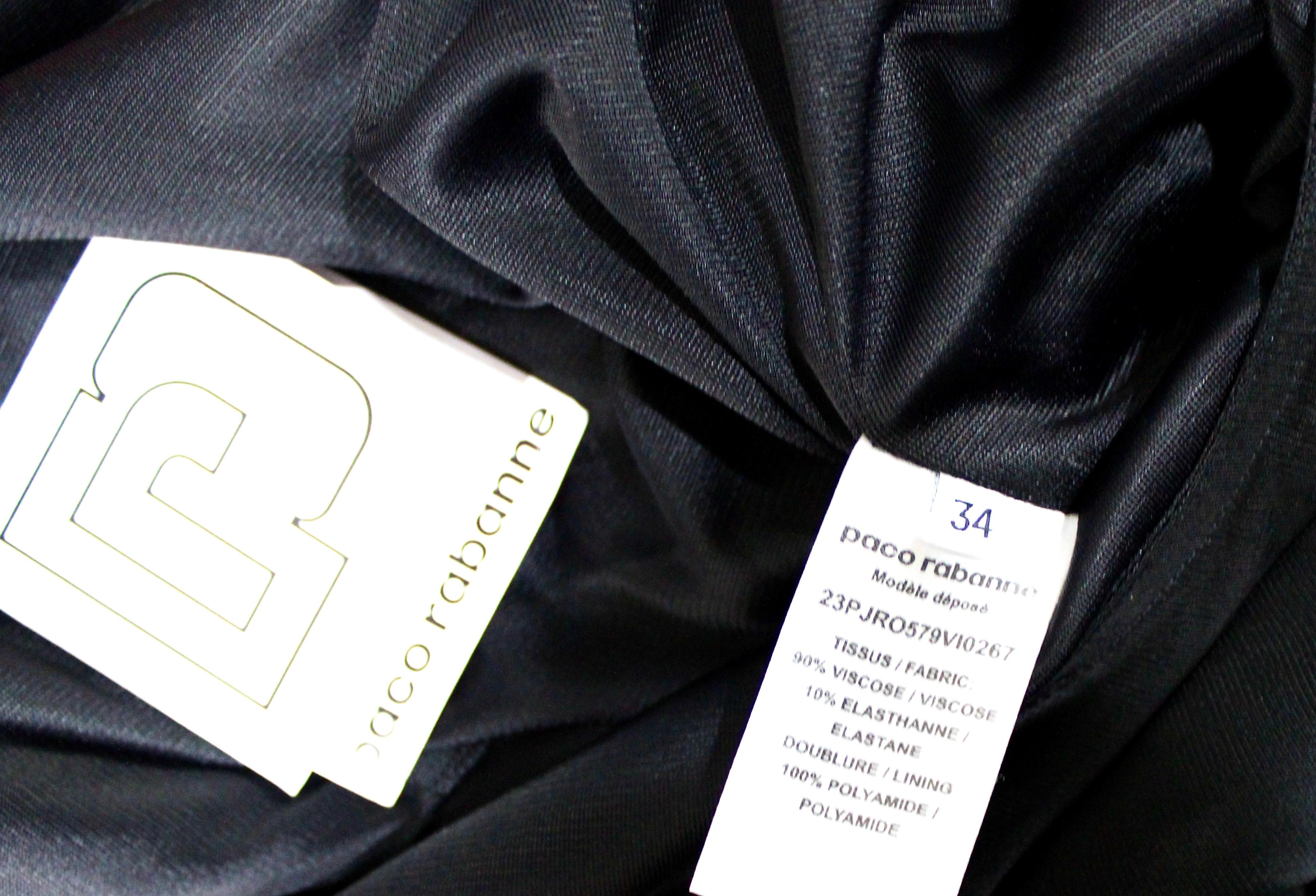 Paco Rabanne - Mini robe ornée de chaînes en métal argenté et noir en vente 7