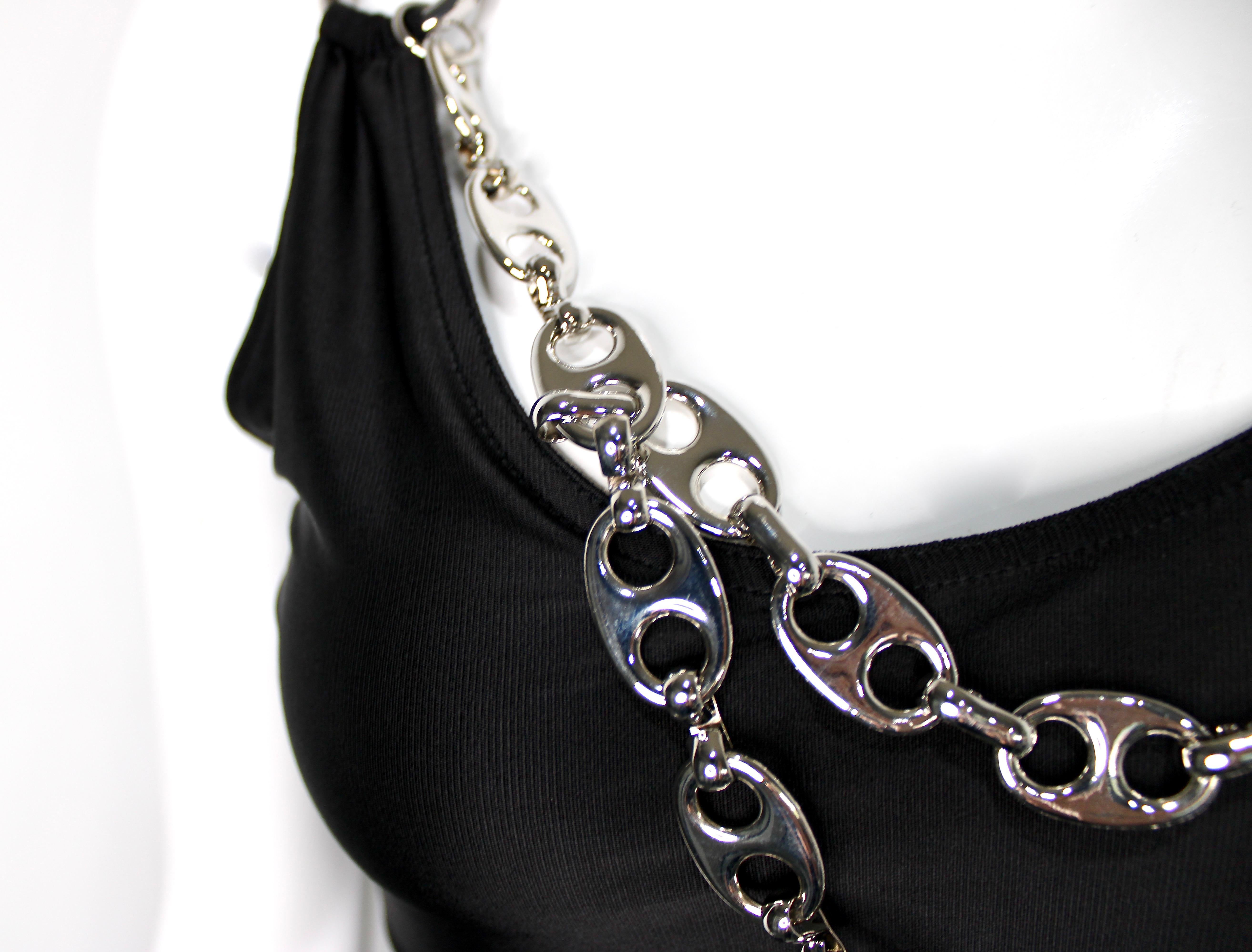 Paco Rabanne - Mini robe ornée de chaînes en métal argenté et noir Pour femmes en vente