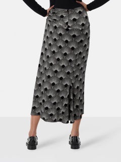 Paco Rabanne Black & White Abstract Midi Skirt Size M