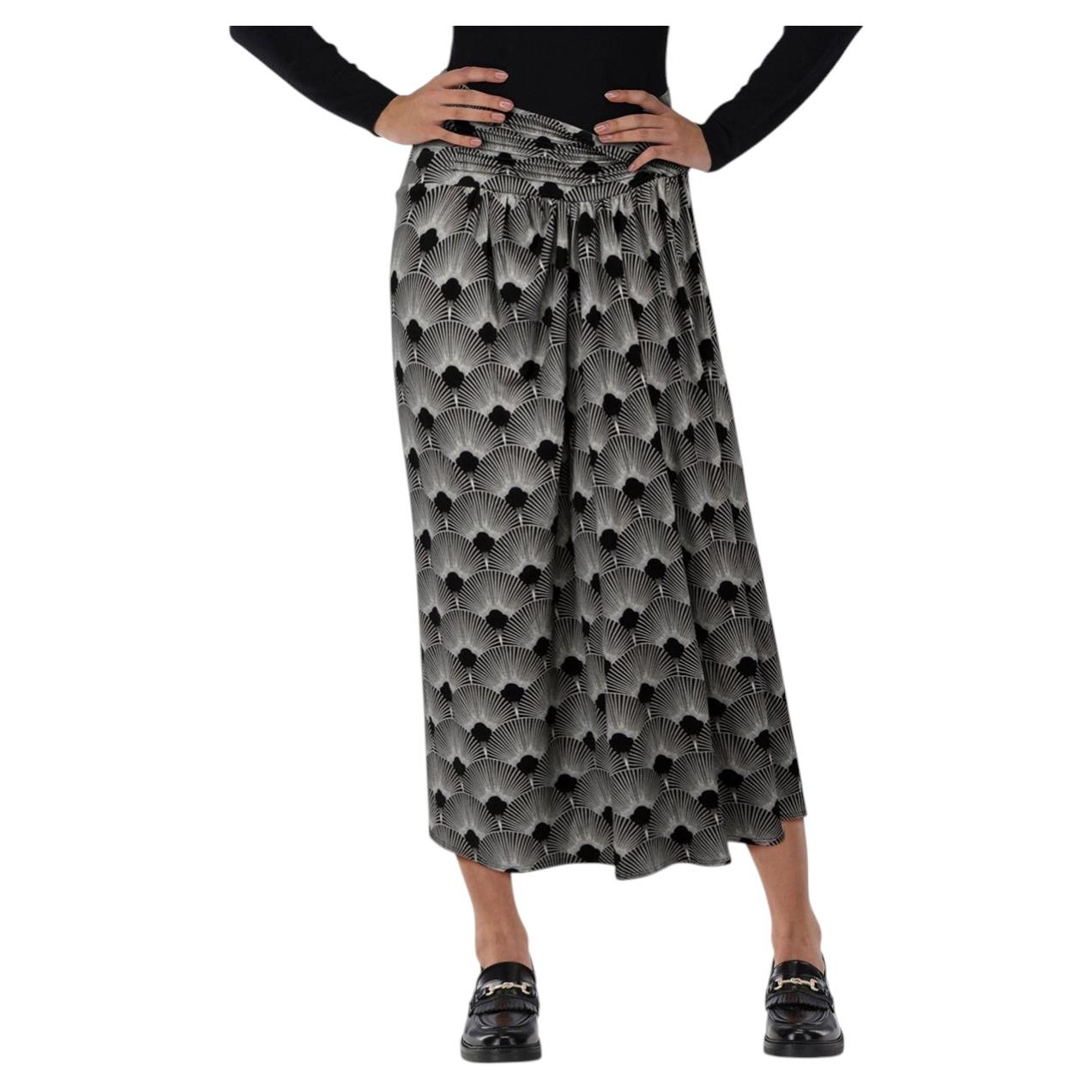Paco Rabanne Black & White Abstract Midi Skirt Size M