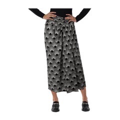 Paco Rabanne Black 
White Abstract Midi Skirt Size M