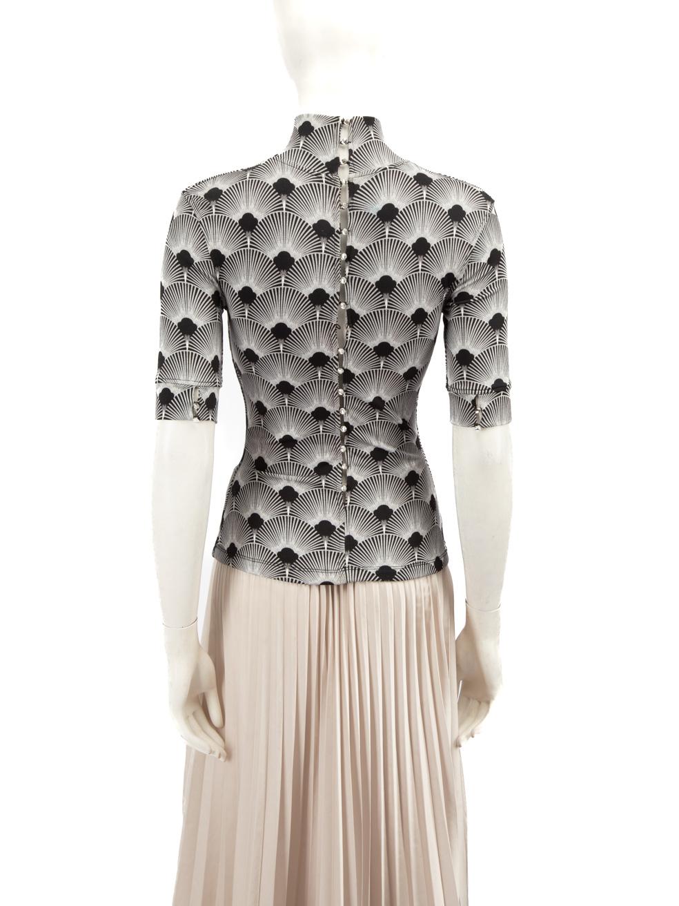 Gray Paco Rabanne Black & White Abstract Top Size XS