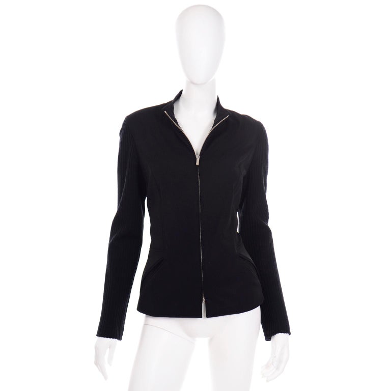 Paco Rabanne Black Zip Front Jacket  In Good Condition For Sale In Portland, OR