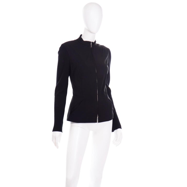 Paco Rabanne Black Zip Front Jacket  For Sale 2