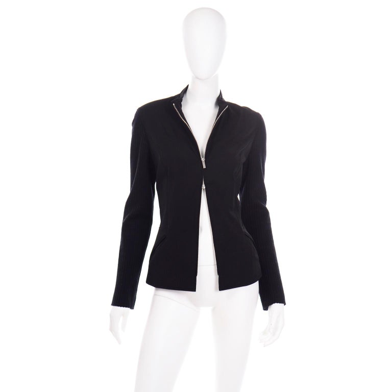 Paco Rabanne Black Zip Front Jacket  For Sale 3
