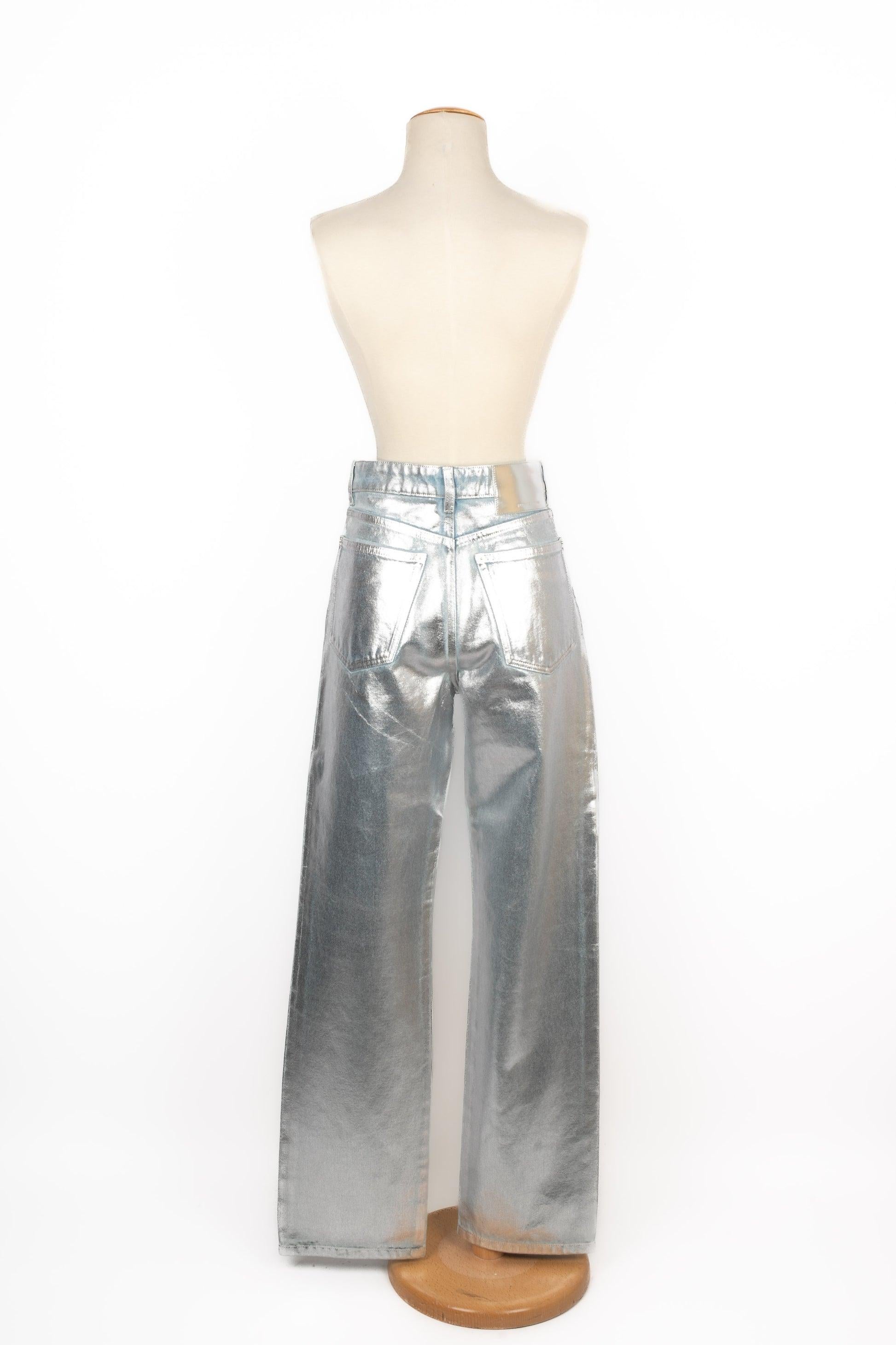 Gray Paco Rabanne Blue Denim Fall Pants, 2023 For Sale