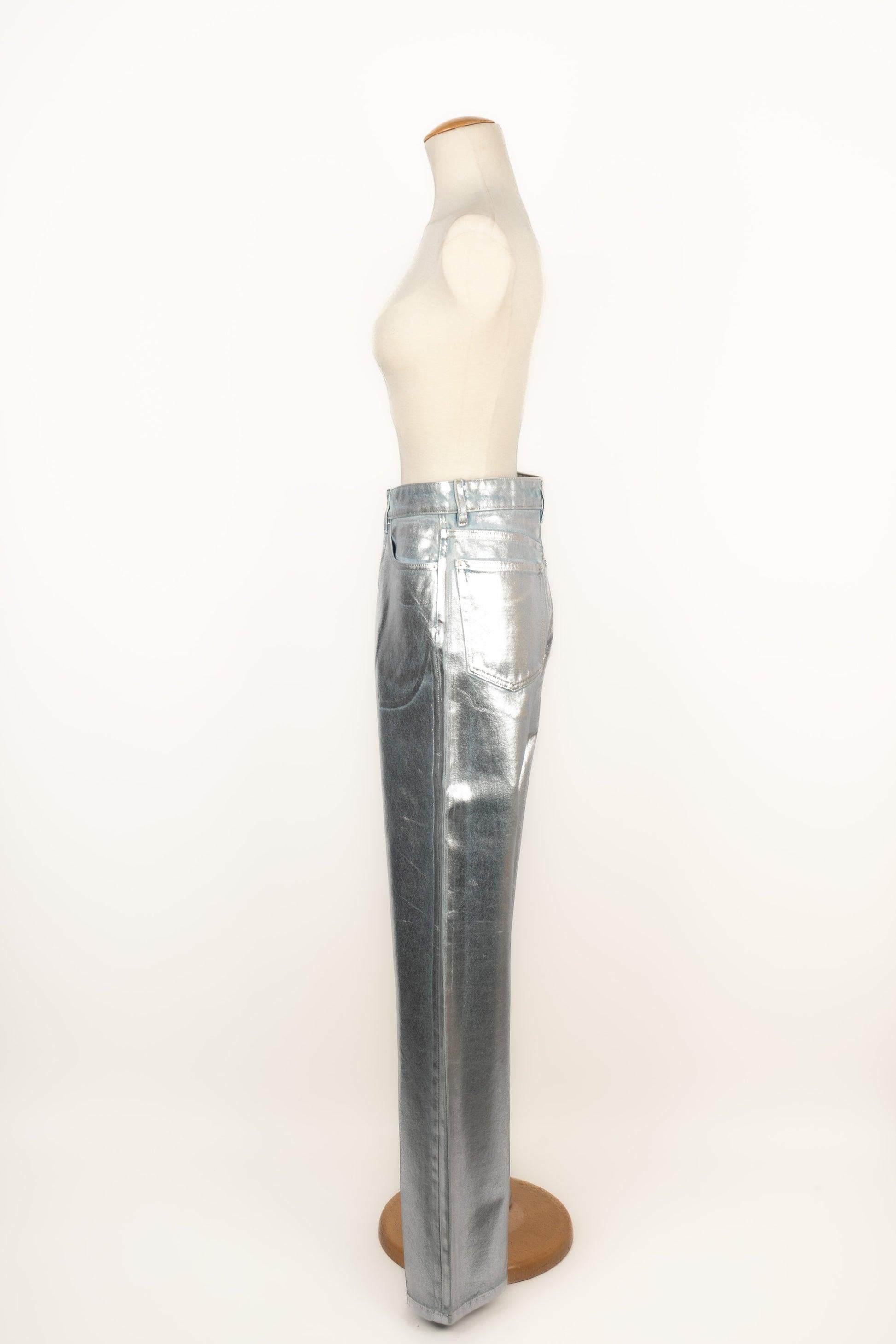Paco Rabanne Blue Denim Fall Pants, 2023 In Excellent Condition For Sale In SAINT-OUEN-SUR-SEINE, FR