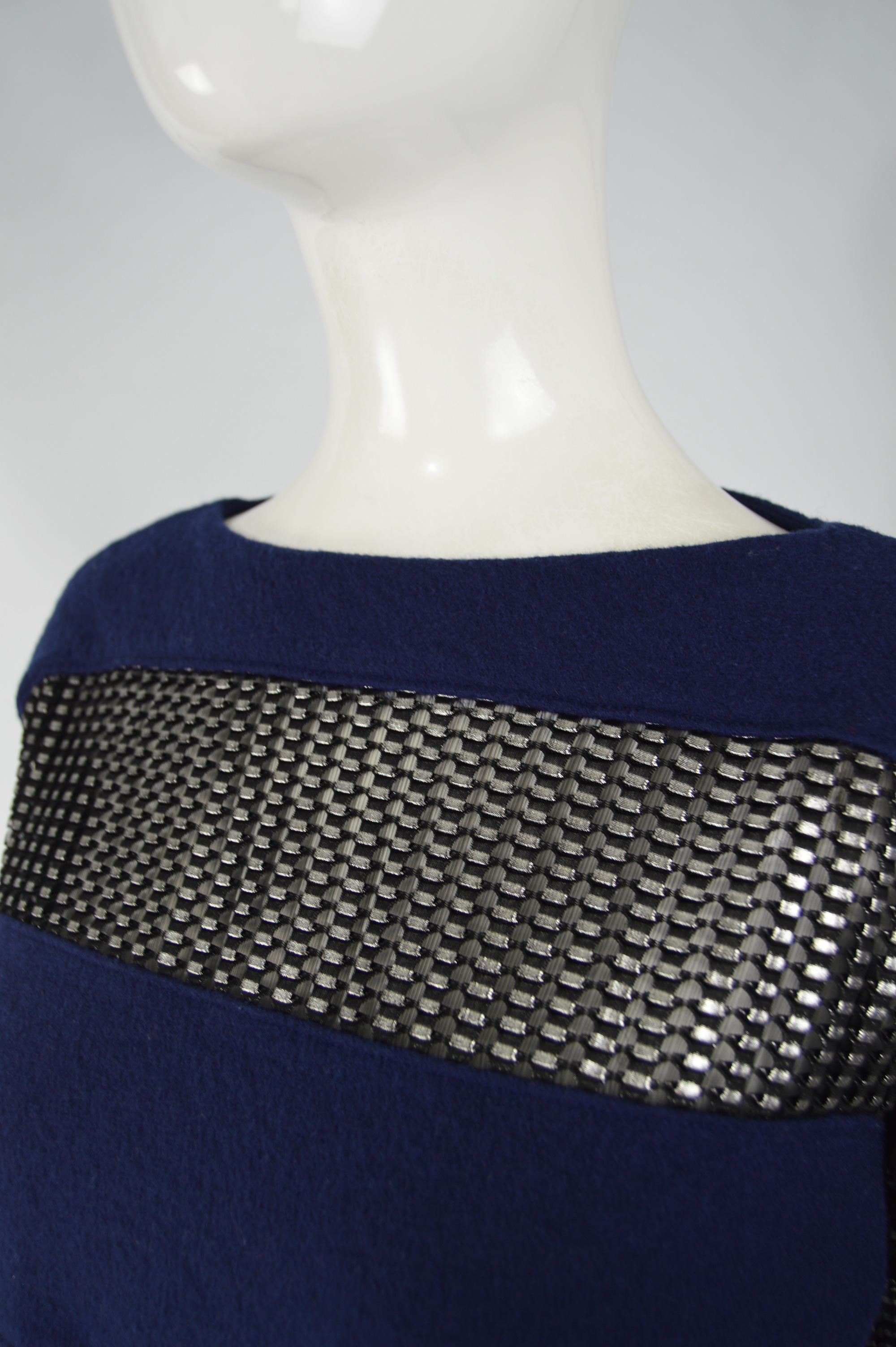 Black Paco Rabanne Blue & Silver Wool Party Top For Sale