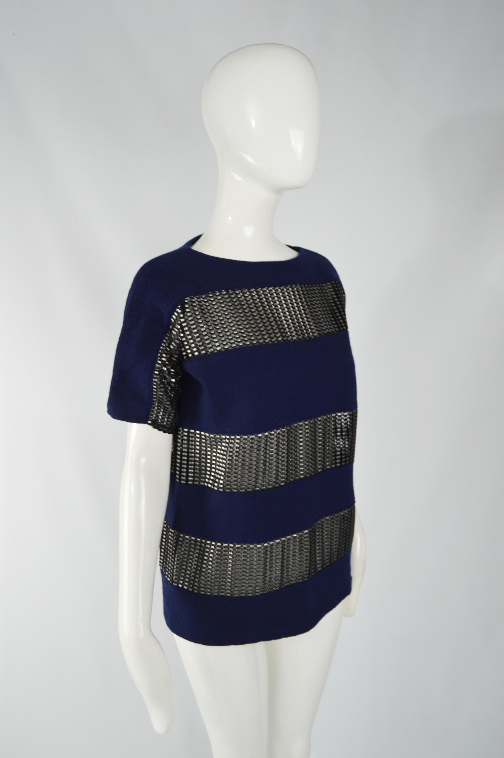 Paco Rabanne Blue & Silver Wool Party Top In Excellent Condition For Sale In Doncaster, South Yorkshire