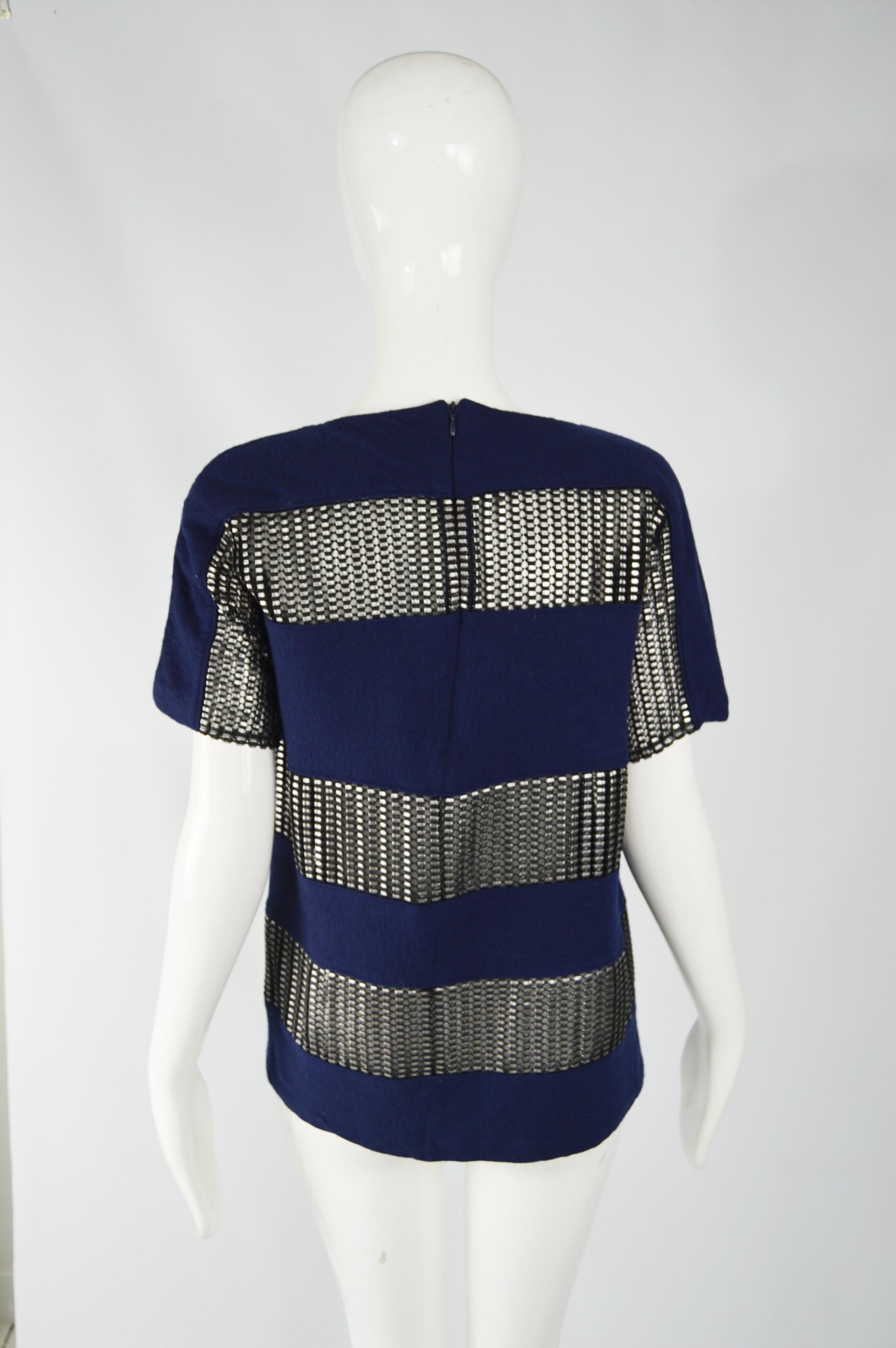 Paco Rabanne Blue & Silver Wool Party Top For Sale 1