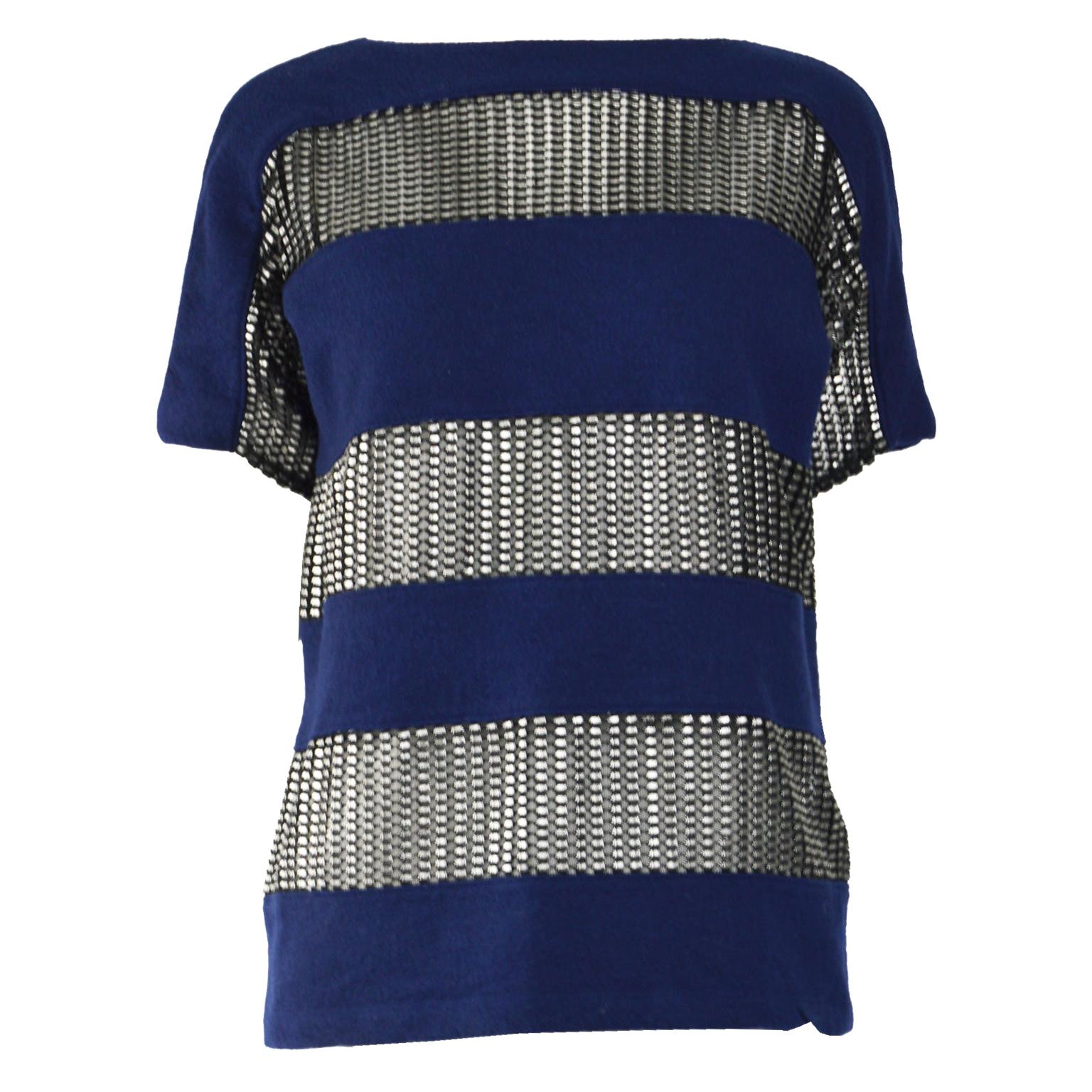 Paco Rabanne Blue & Silver Wool Party Top For Sale