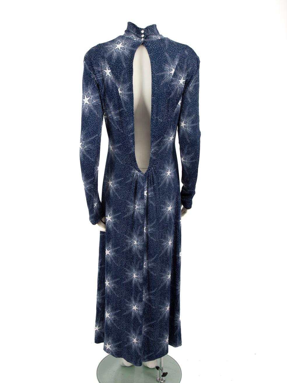 Paco Rabanne Blue Star Pattern Maxi Dress Size L In New Condition For Sale In London, GB