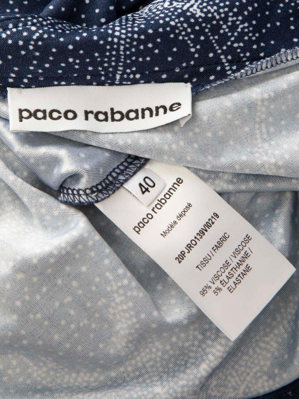 Paco Rabanne Blue Star Pattern Maxi Dress Size L For Sale 1