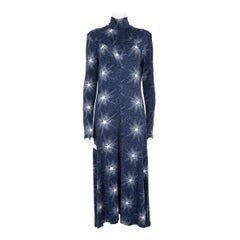 Paco Rabanne Blue Star Pattern Midi Dress Size L