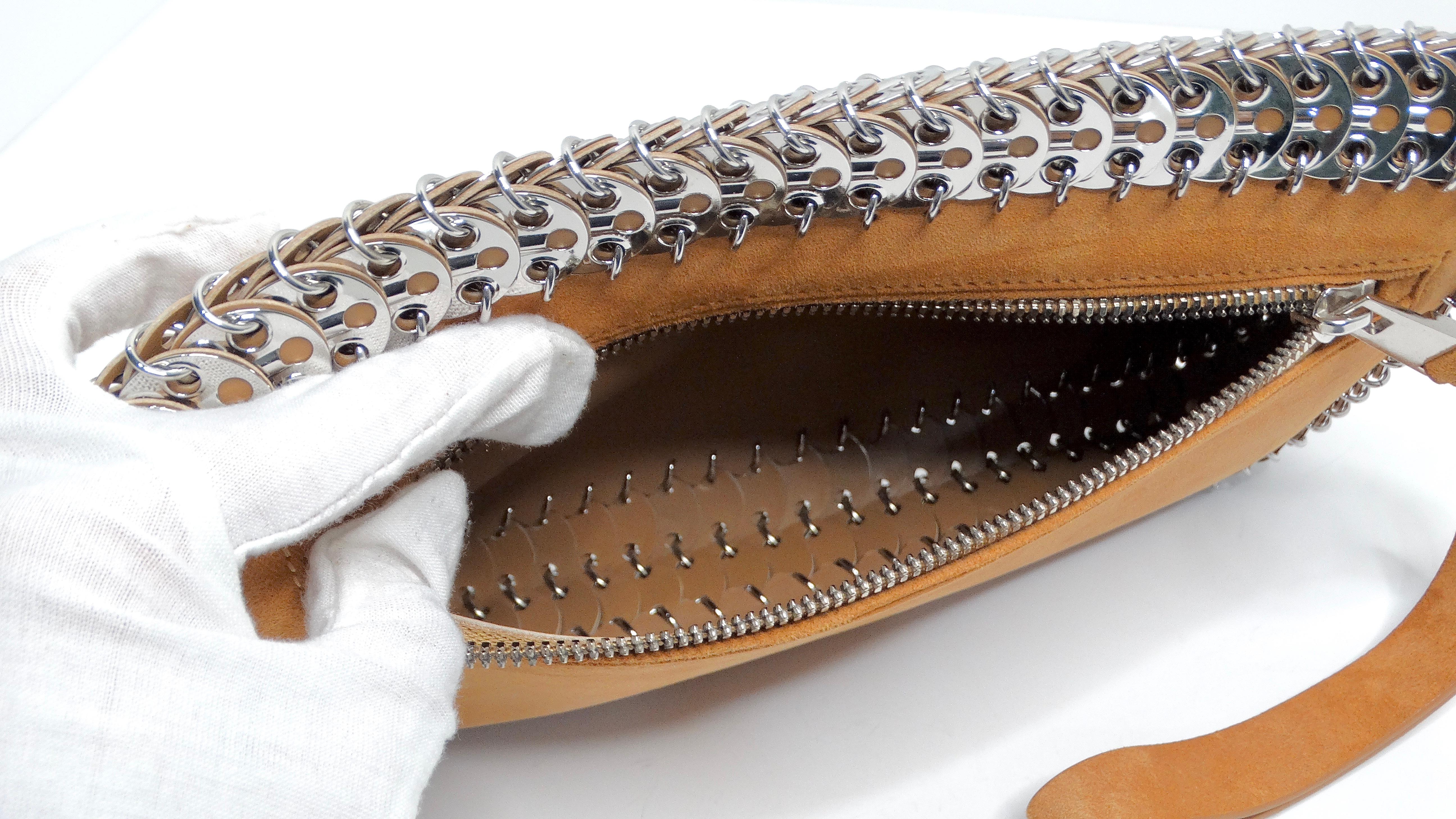Paco Rabanne Brown Suede Wrist Pouch For Sale 2
