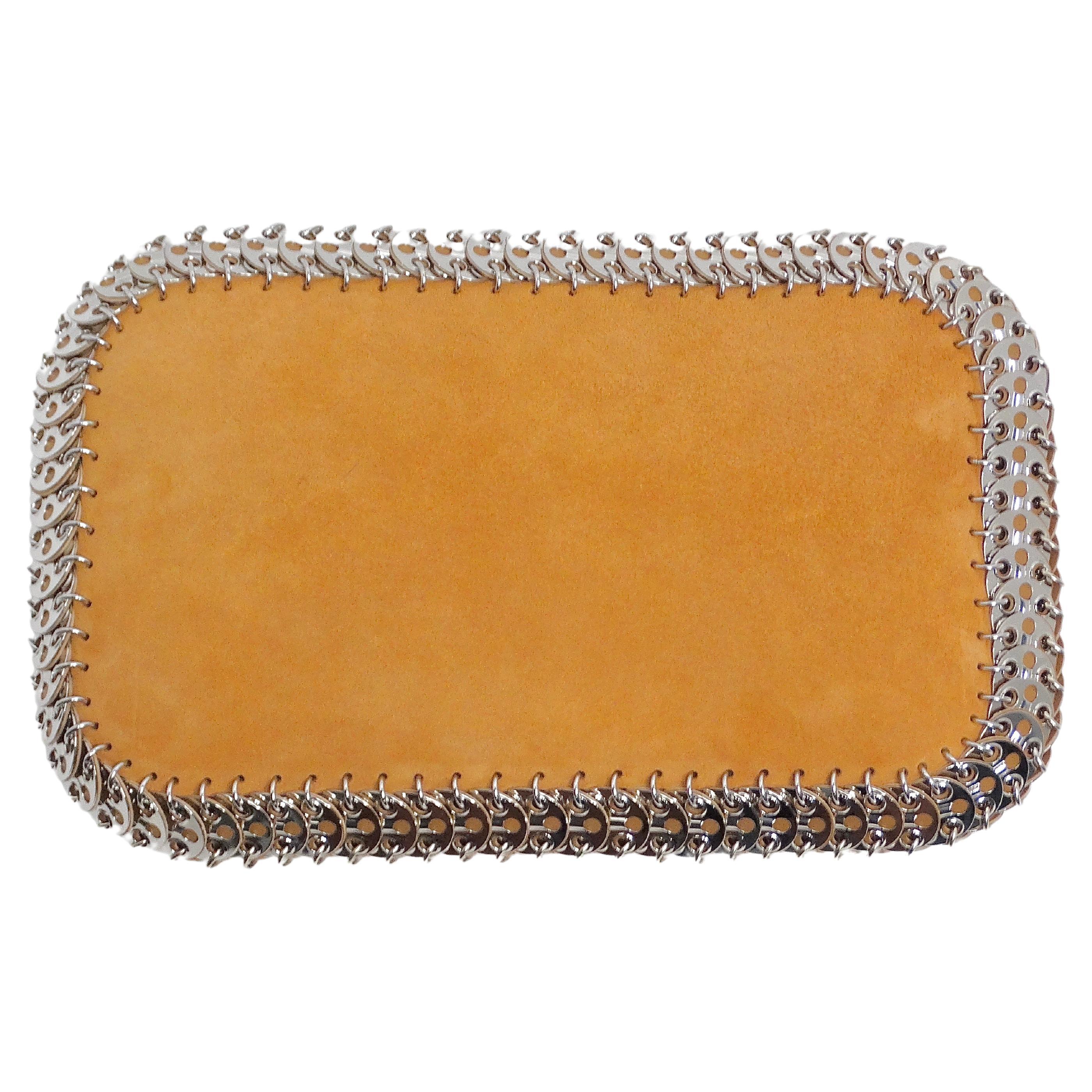 Paco Rabanne Brown Suede Wrist Pouch For Sale