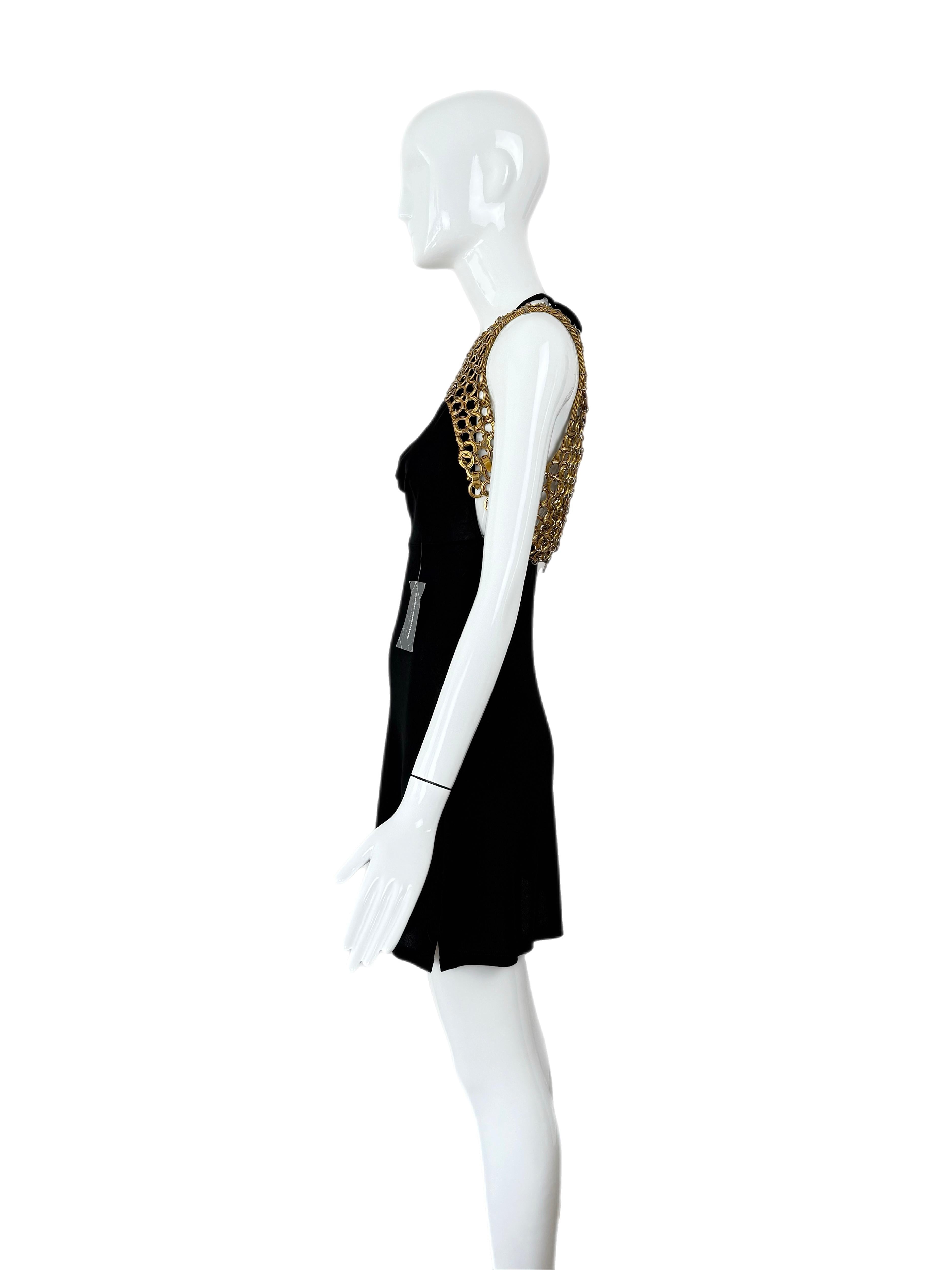PACO RABANNE 1995 Vintage Pasarela Mini Negro c. Cuello Vaca Herrajes Dorados 5