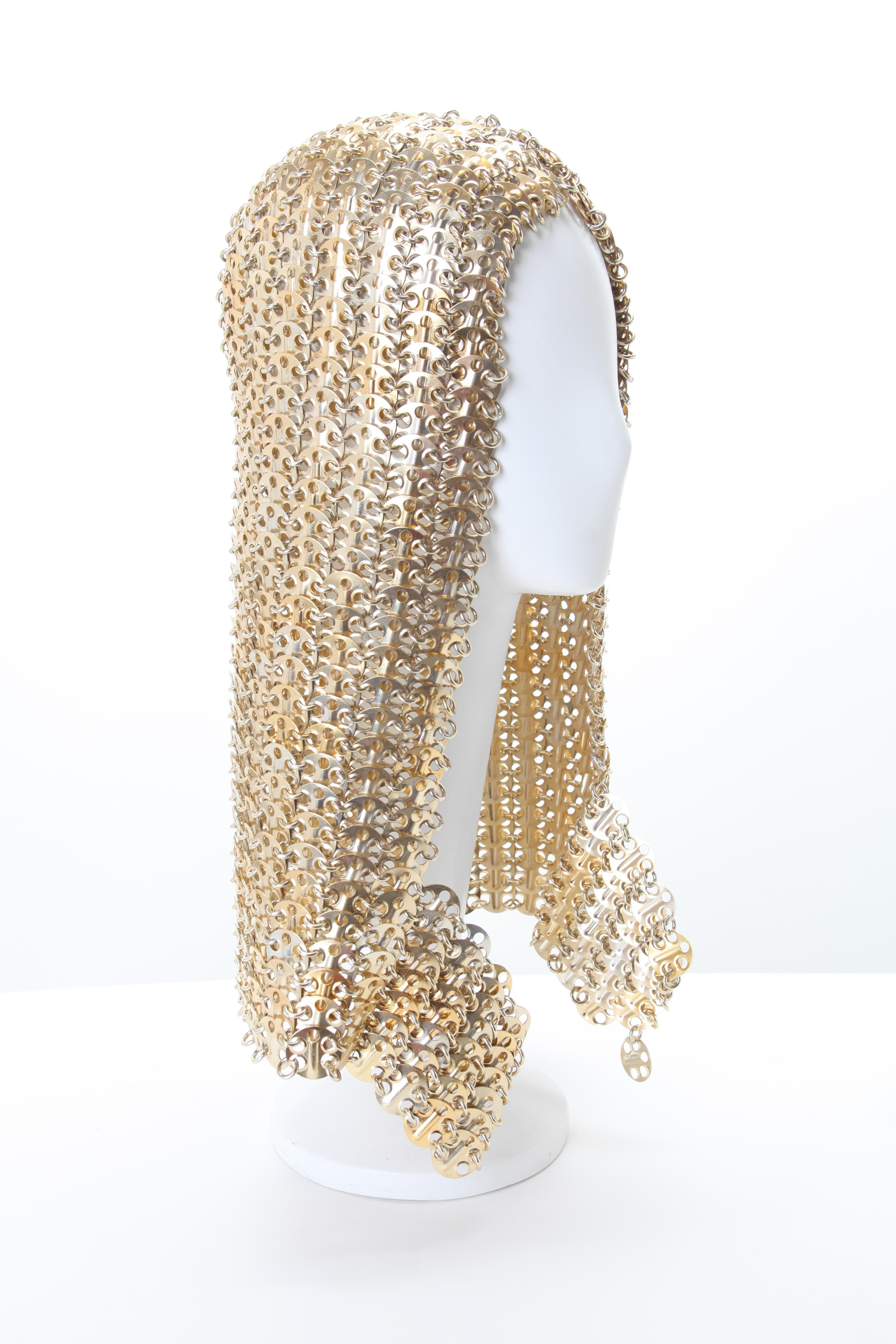 Paco Rabanne Chainmail Hood Rare c 1960s; Worn by Lizzo for the cover of Billboard Magazine