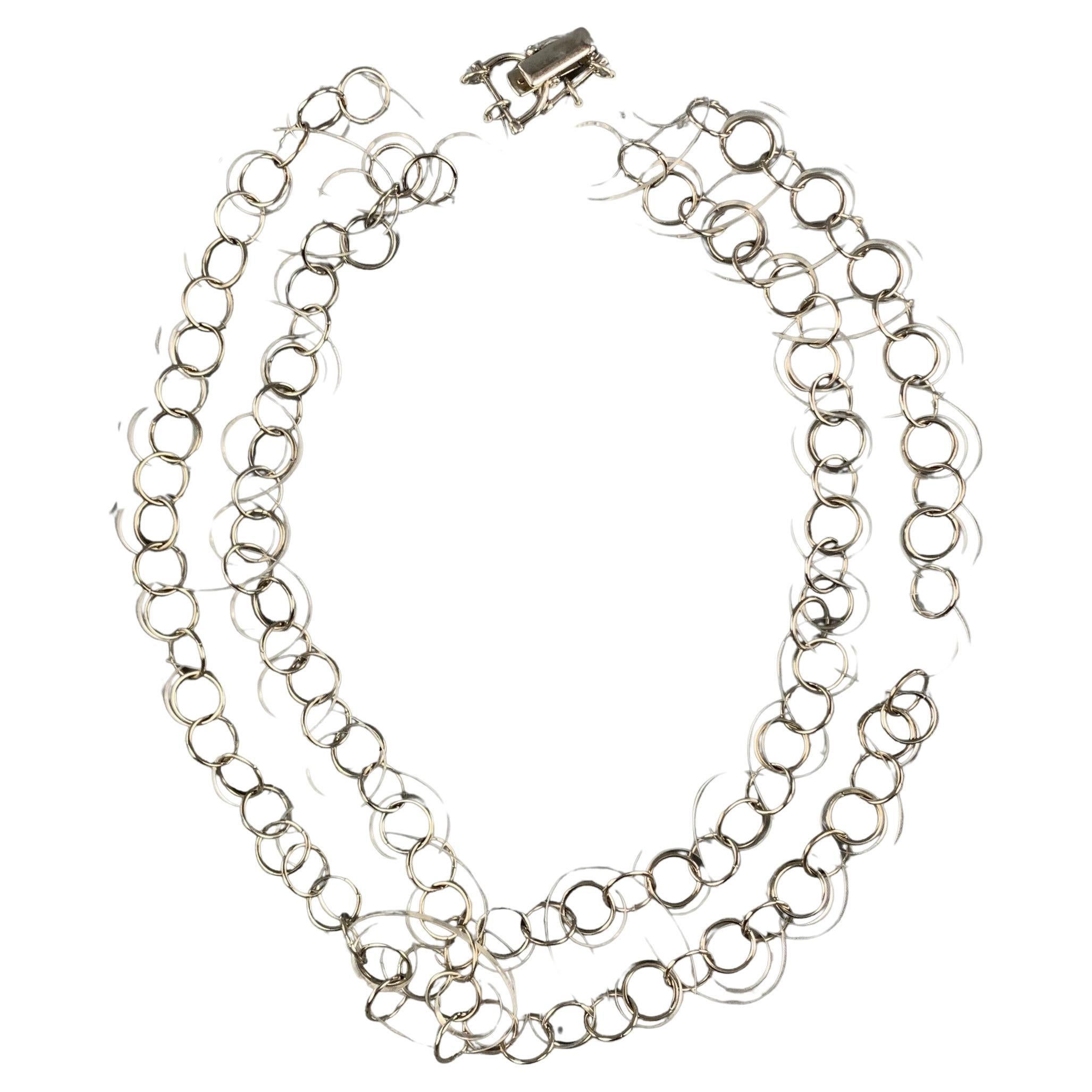 PACO RABANNE Clear Silver Link Lucite Ring Necklace Belt