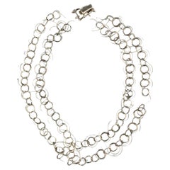 PACO RABANNE Clear Silver Link Lucite Ring Necklace Belt