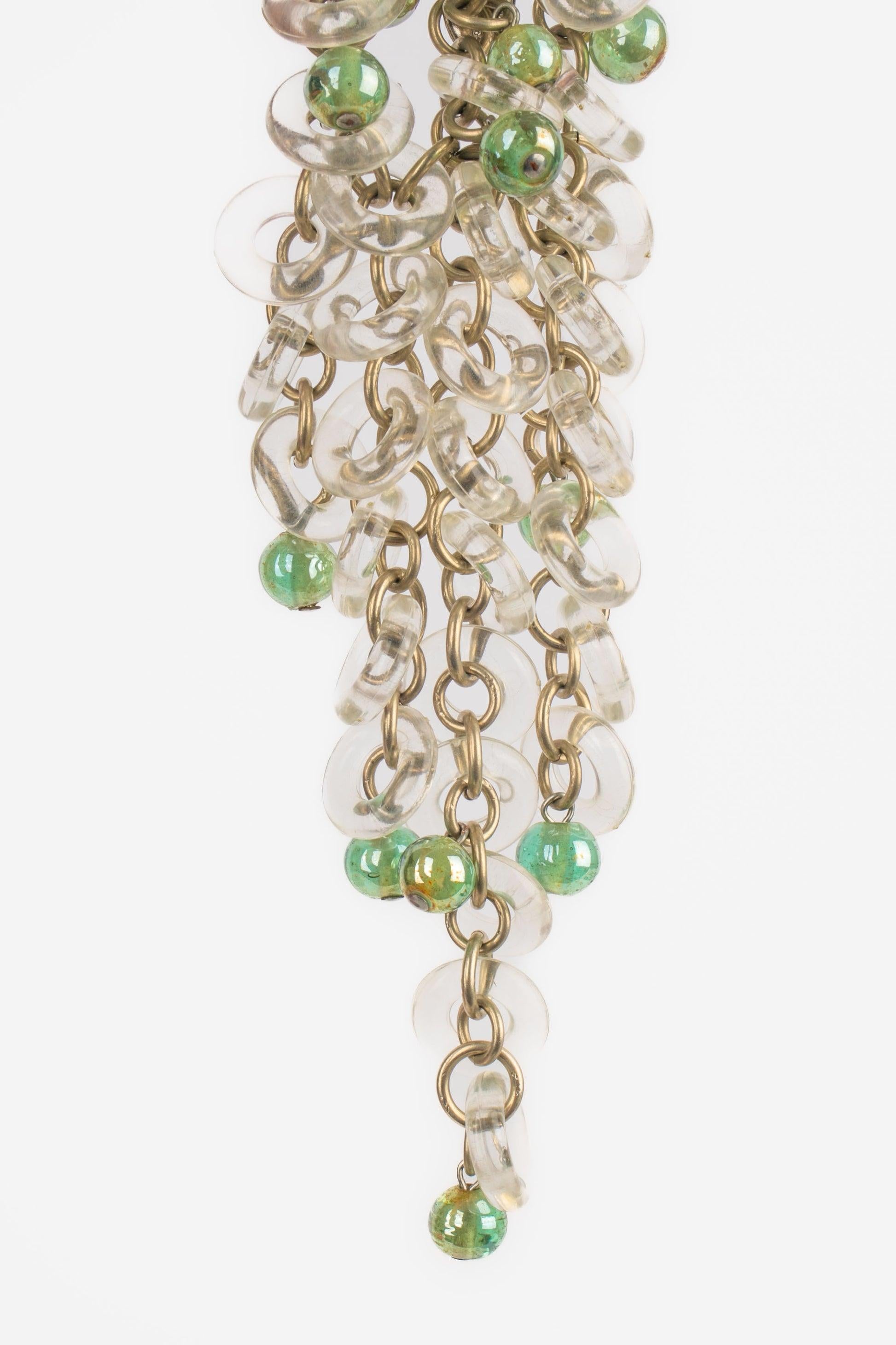 Paco Rabanne  Clip-on Earrings with Pearls and Transparent Rings In Excellent Condition For Sale In SAINT-OUEN-SUR-SEINE, FR