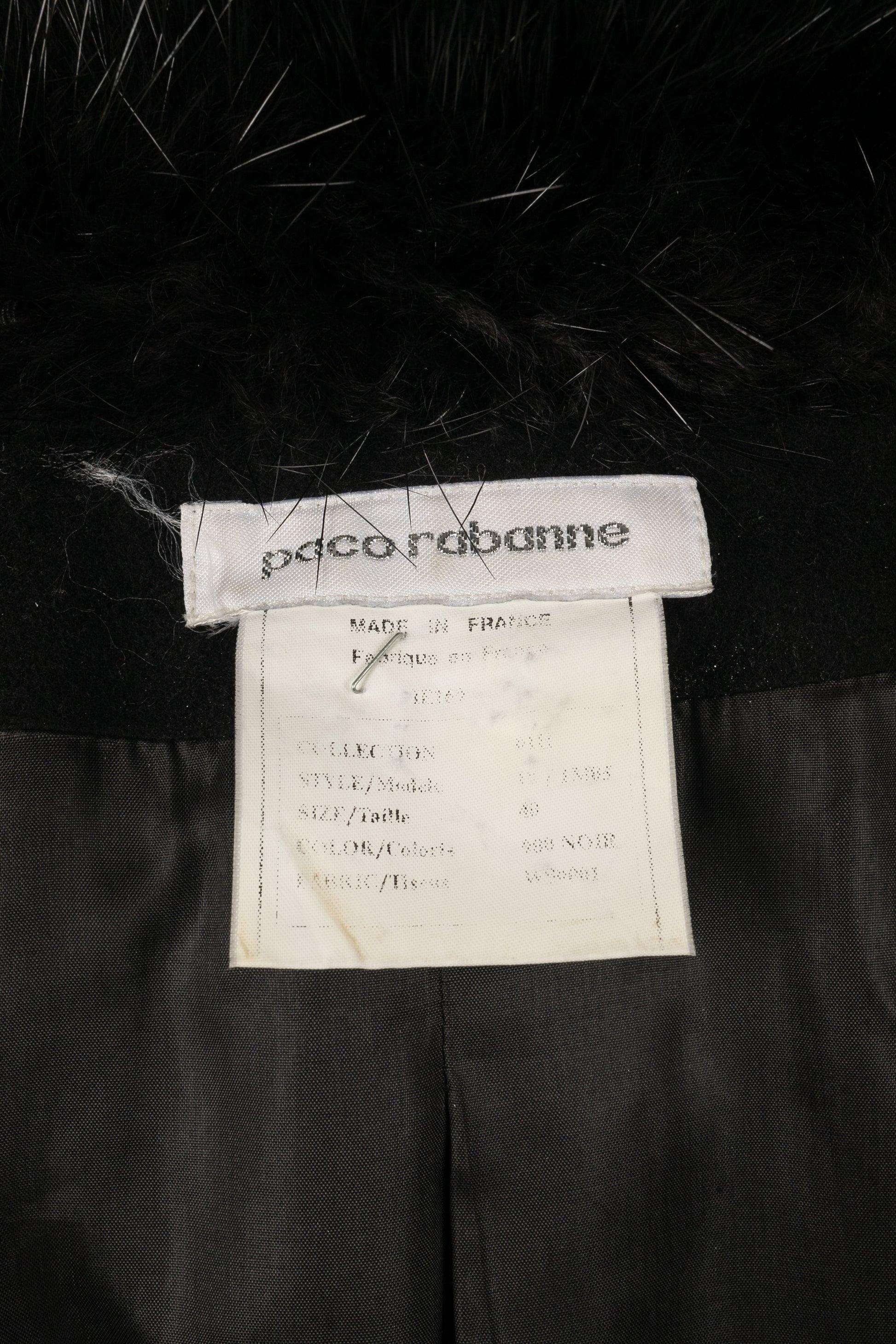 Manteau Paco Rabanne The Ornamental avec col en fourrure en vente 7
