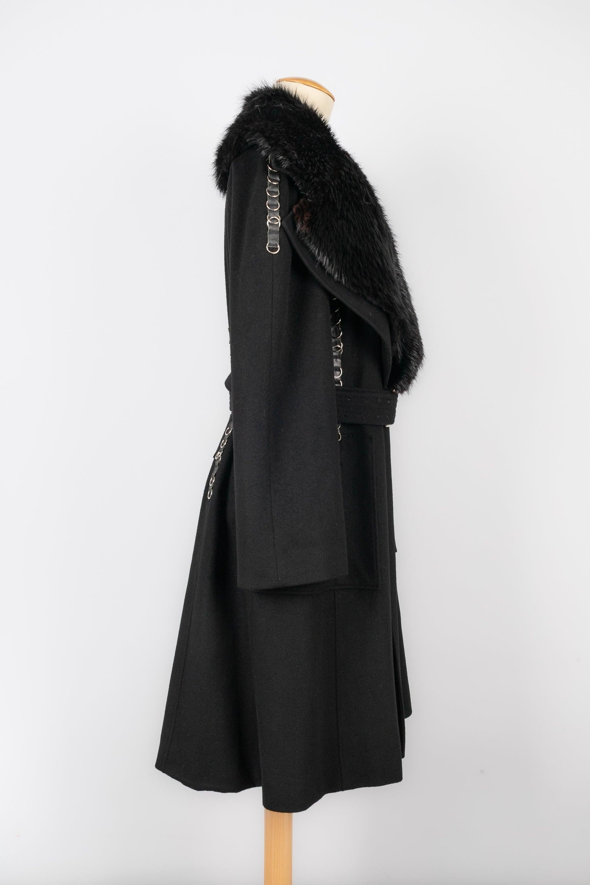 Women's Paco Rabanne Coat Ornamented with Fur Collar For Sale