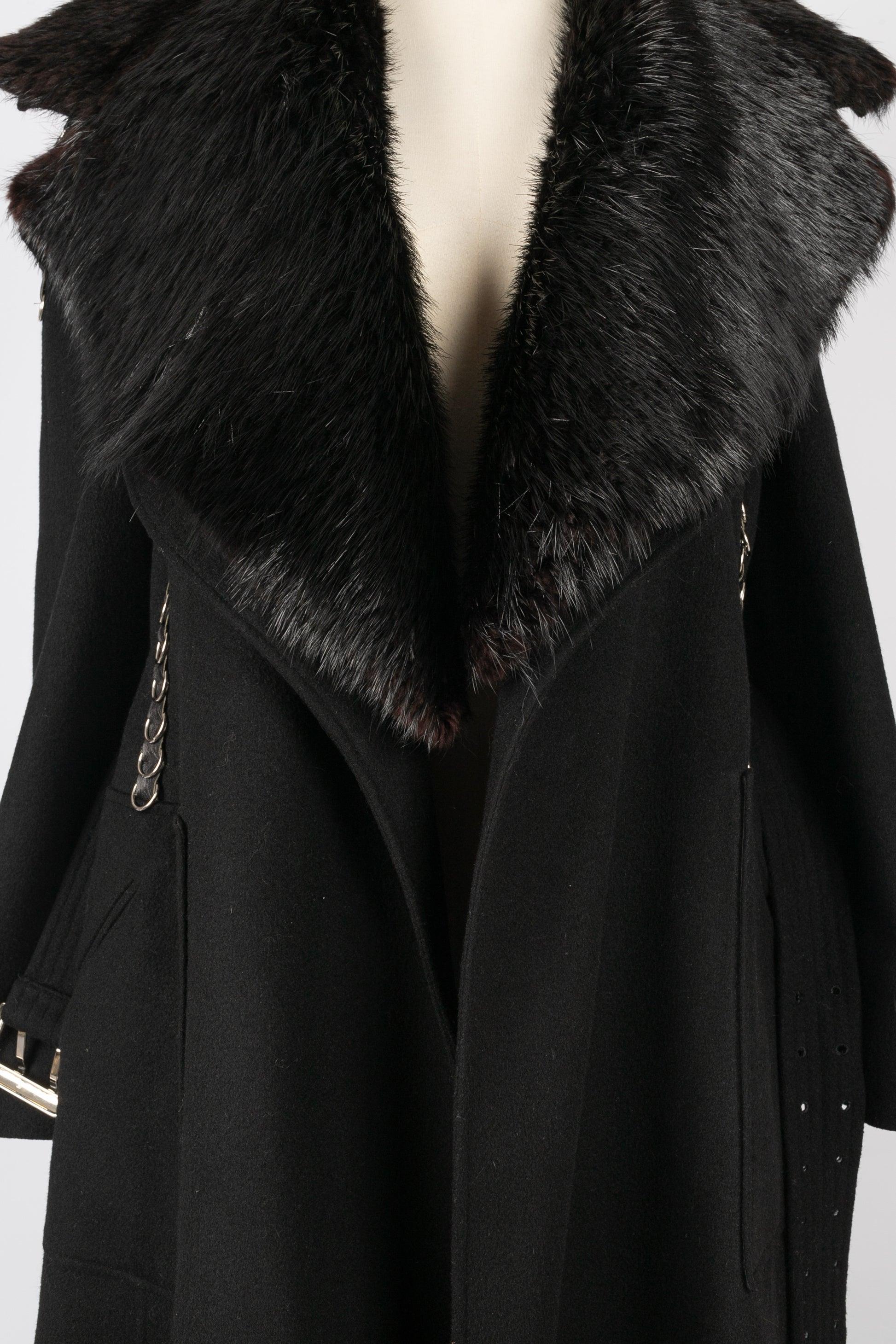 Paco Rabanne Coat Ornamented with Fur Collar For Sale 4