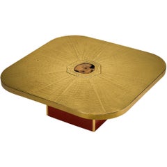 Paco Rabanne Coffee Table in Etched Brass with Agate Detailed Top