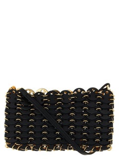 Paco Rabanne Disc-Studded Calfskin Crossbody Bag — Black