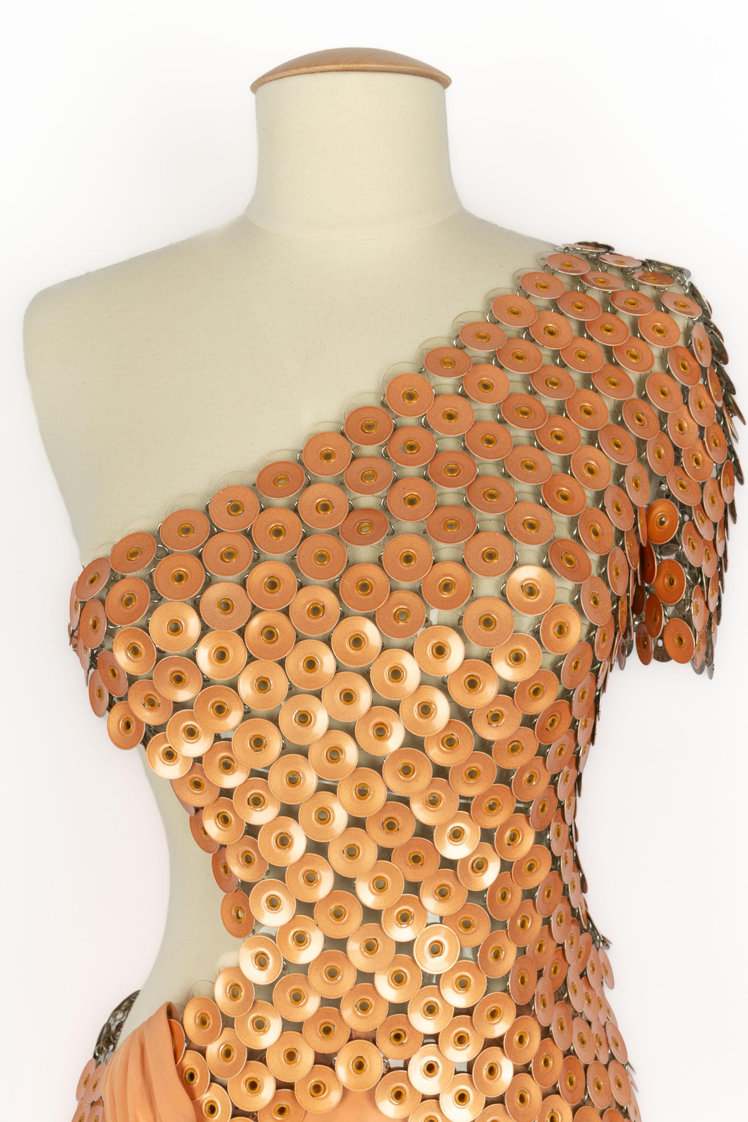 Orange Robe Paco Rabanne Haute Couture Printemps 1989 en vente