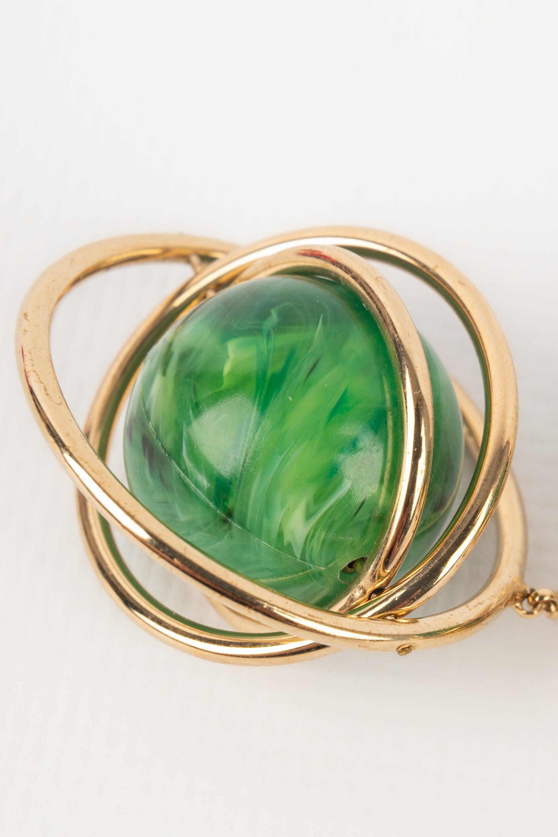 Women's Paco Rabanne Earrings with Green Resin Pearls For Sale