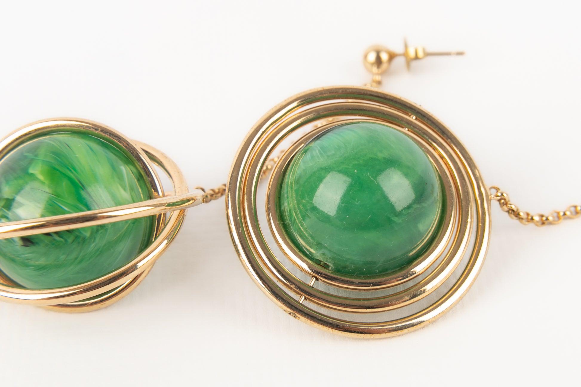Paco Rabanne Earrings with Green Resin Pearls For Sale 1
