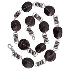 Paco Rabanne Collier Ethnique Plaqué Argent et Graines Brown