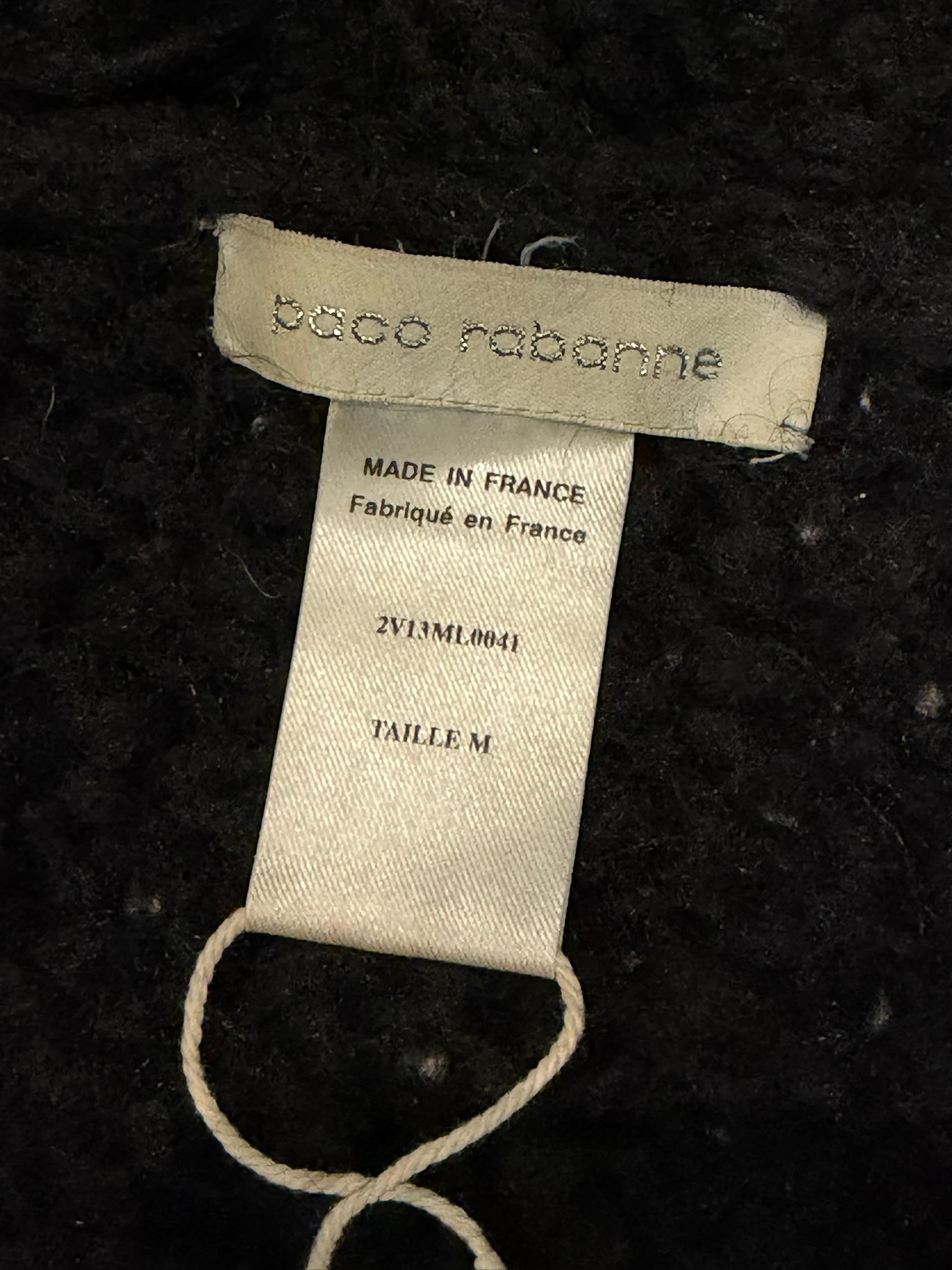 Paco Rabanne F/W 2002 Piercing Wool Black Hooded Coat en vente 3