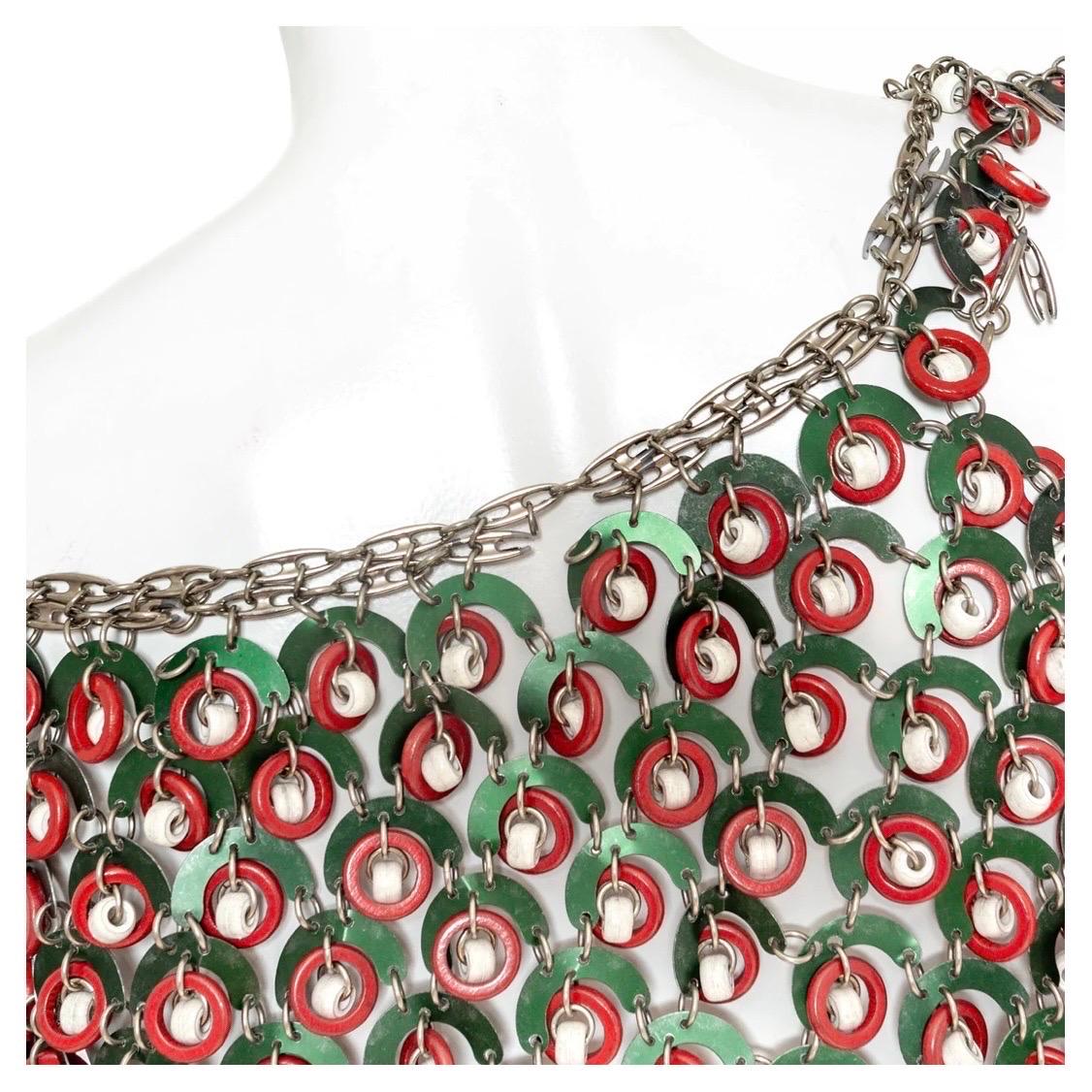 Paco Rabanne Blumen- und Perlenpailletten-Kettenhemd 3-teiliges Set im Angebot 15
