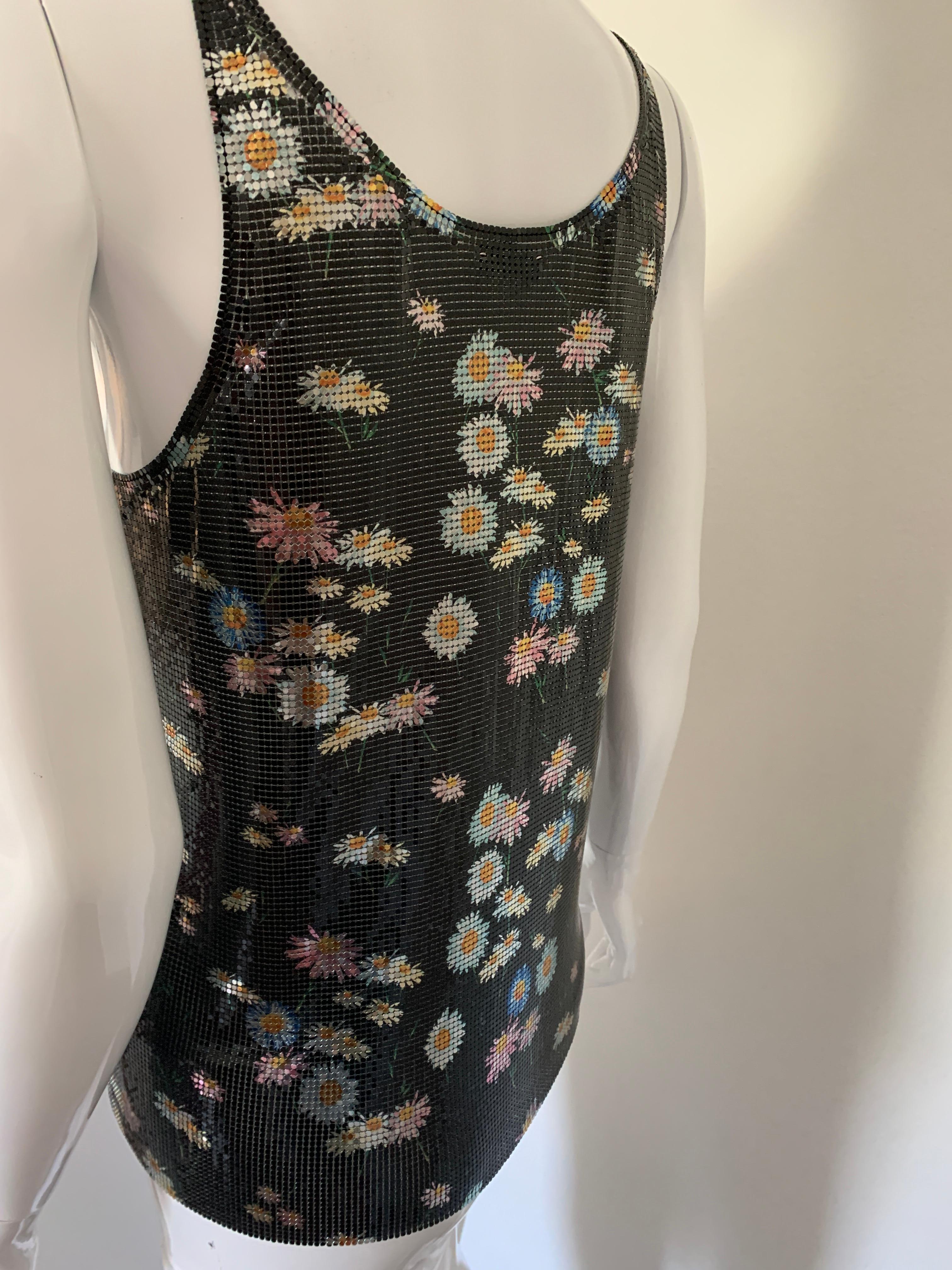 Black Paco Rabanne Floral Chainmail Tank  For Sale