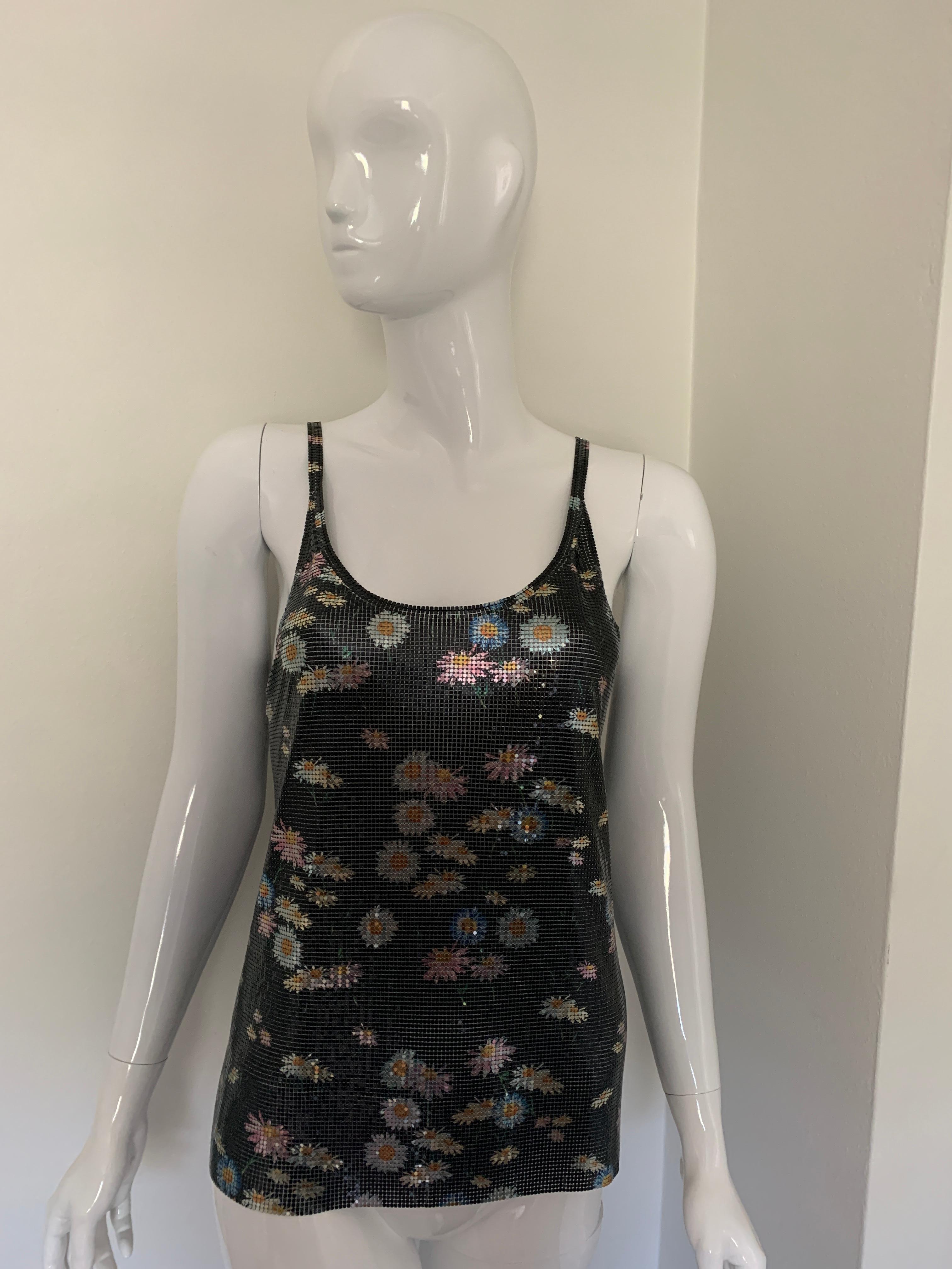 Paco Rabanne Floral Chainmail Tank  In Excellent Condition For Sale In Thousand Oaks, CA