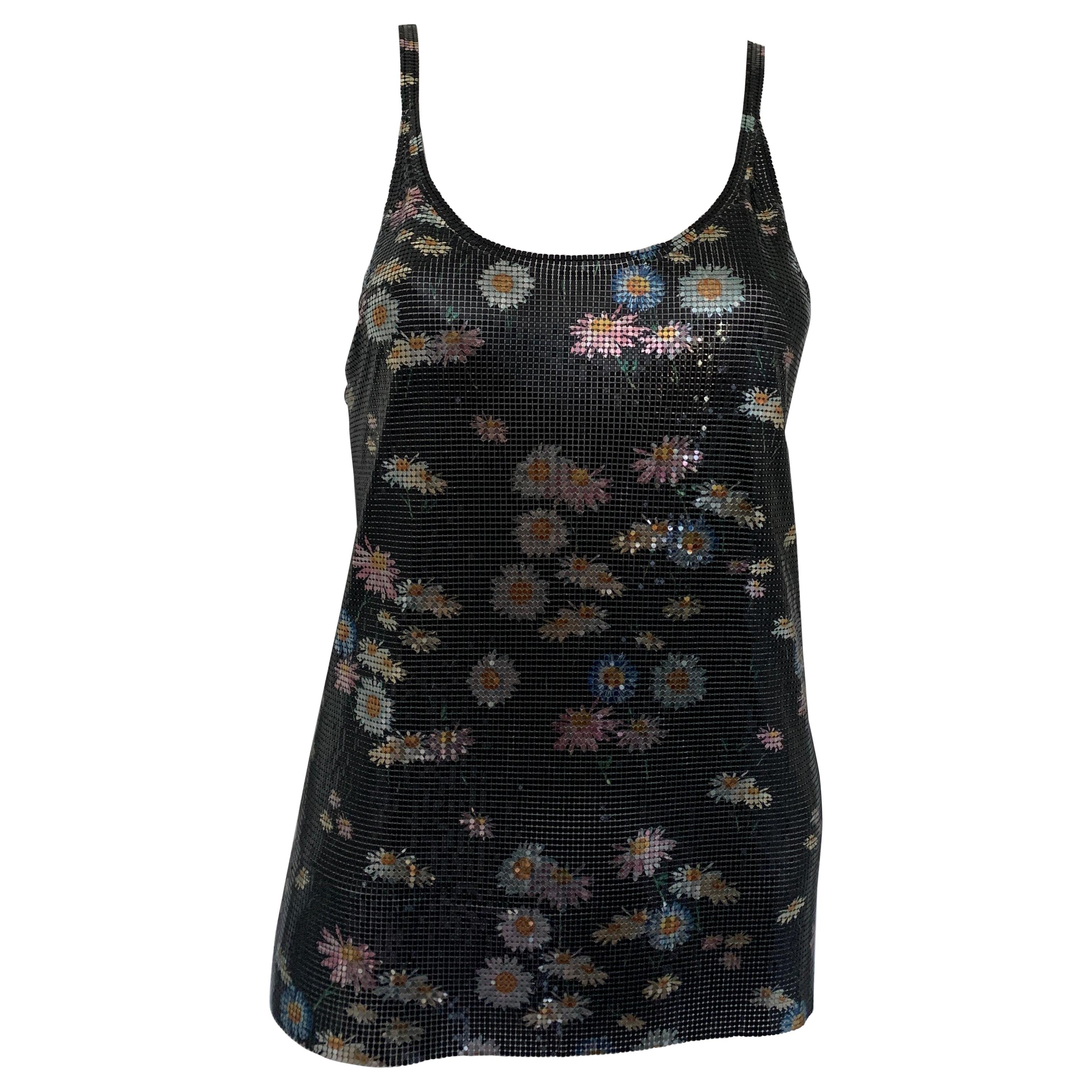 Paco Rabanne Floral Chainmail Tank 